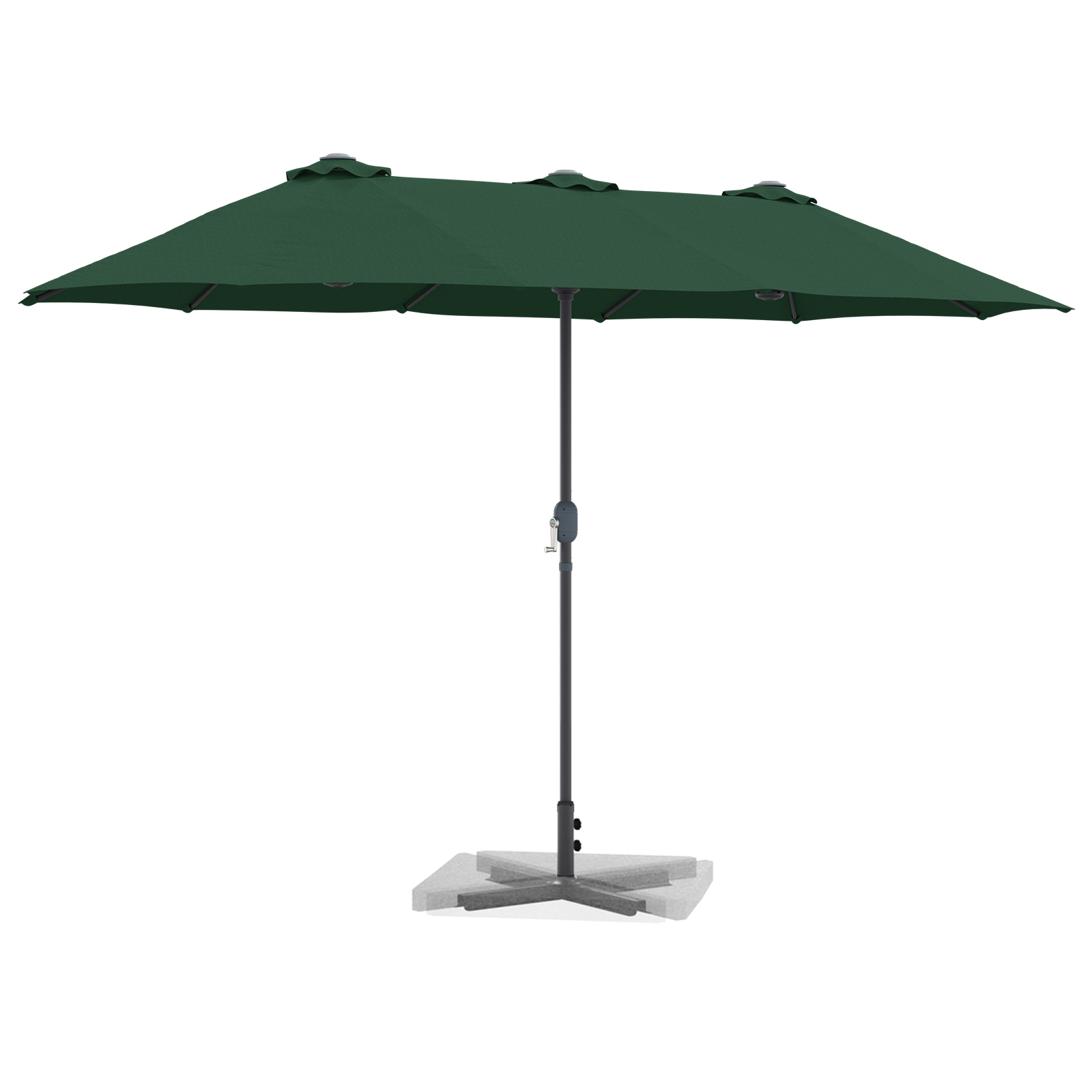 Hageparasol grønn 380 x 196 x 235 cm Pulverlakkert stål