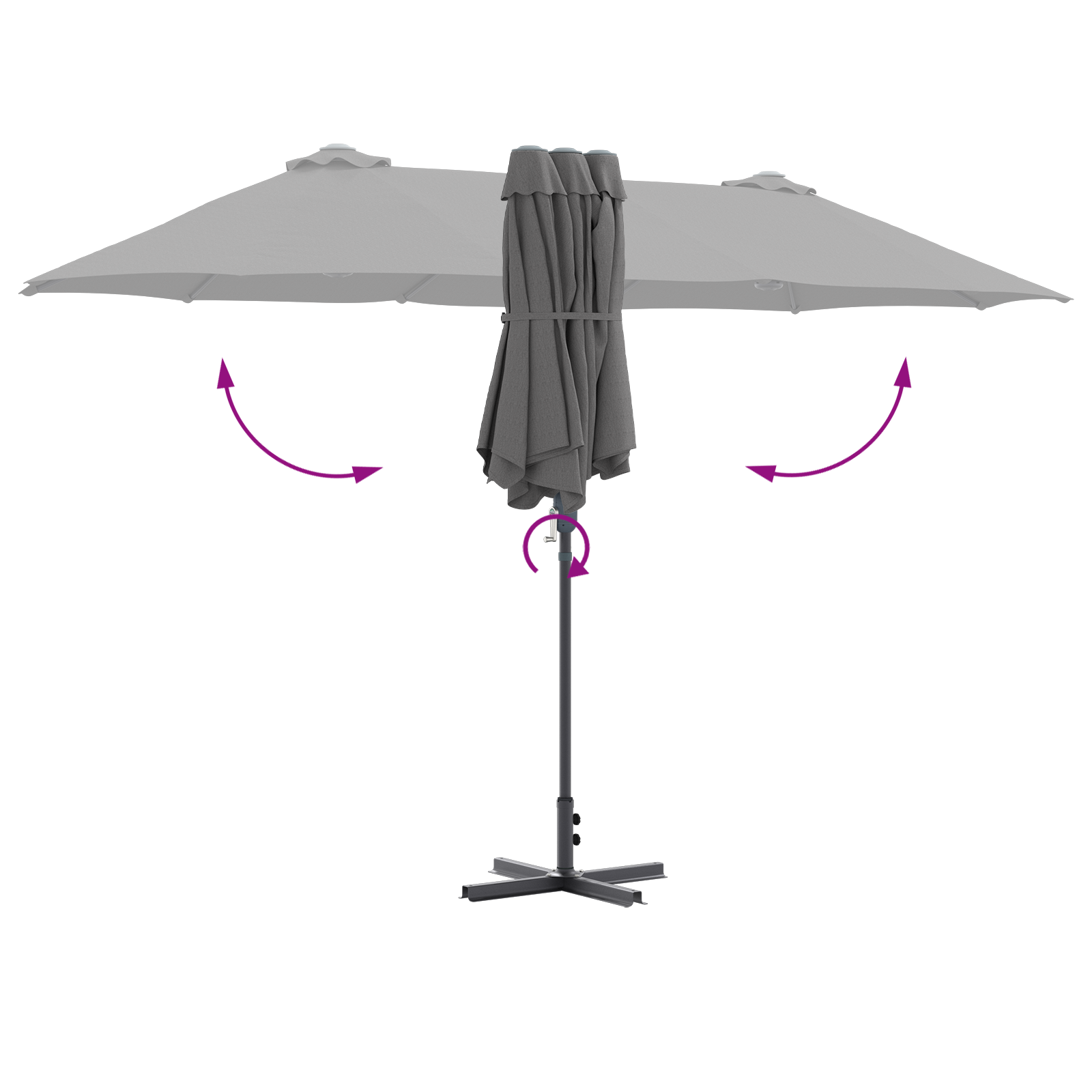 Hageparasol Antrasitt 380 x 196 x 235 cm Pulverlakkert stål
