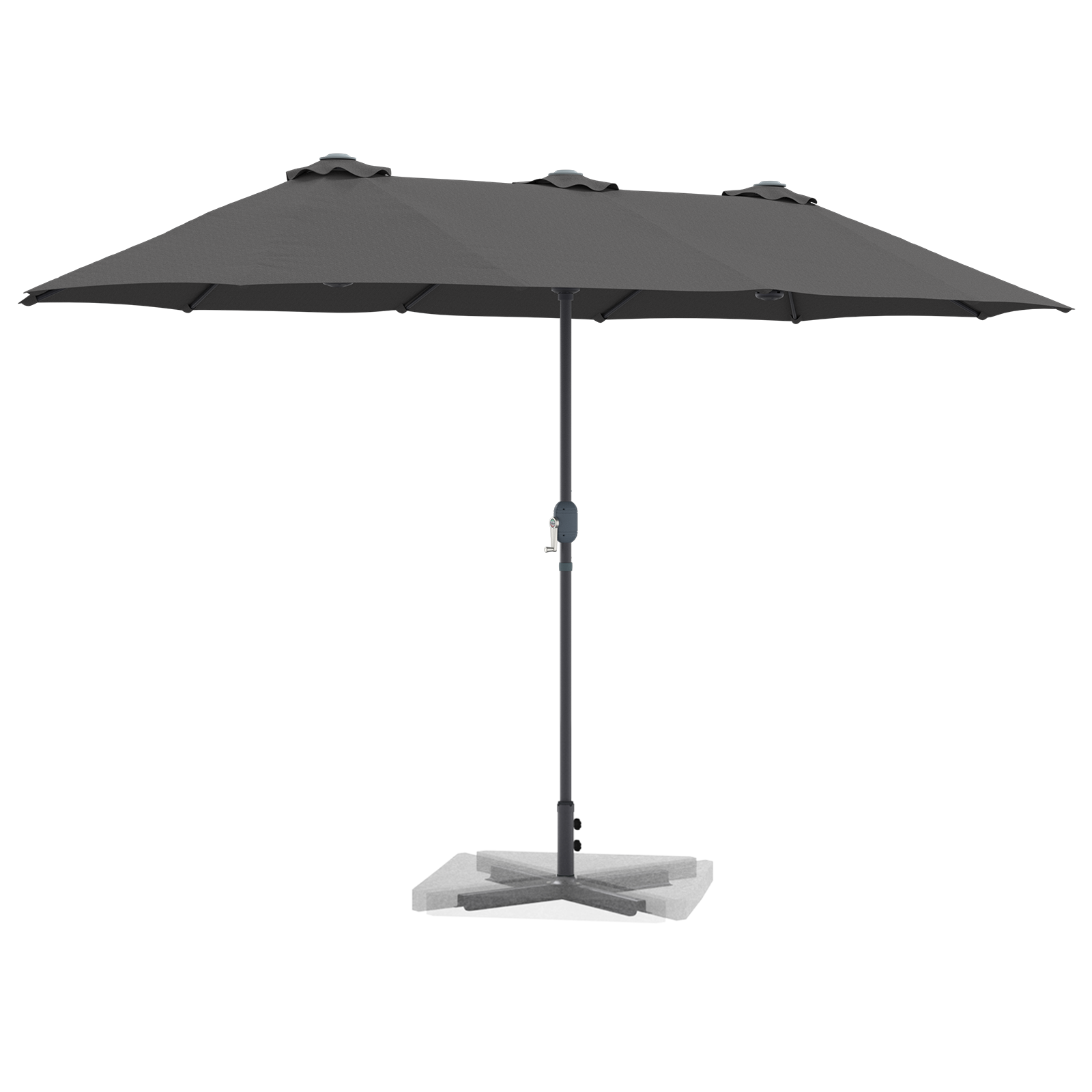 Hageparasol Antrasitt 380 x 196 x 235 cm Pulverlakkert stål