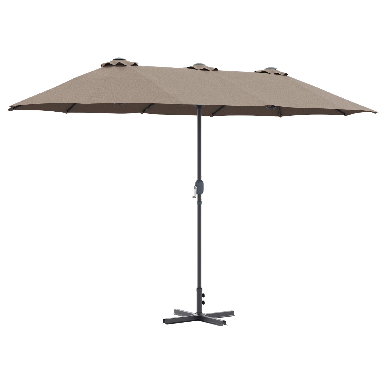 Hageparasol Gråbrun 380 x 196 x 235 cm Pulverlakkert stål