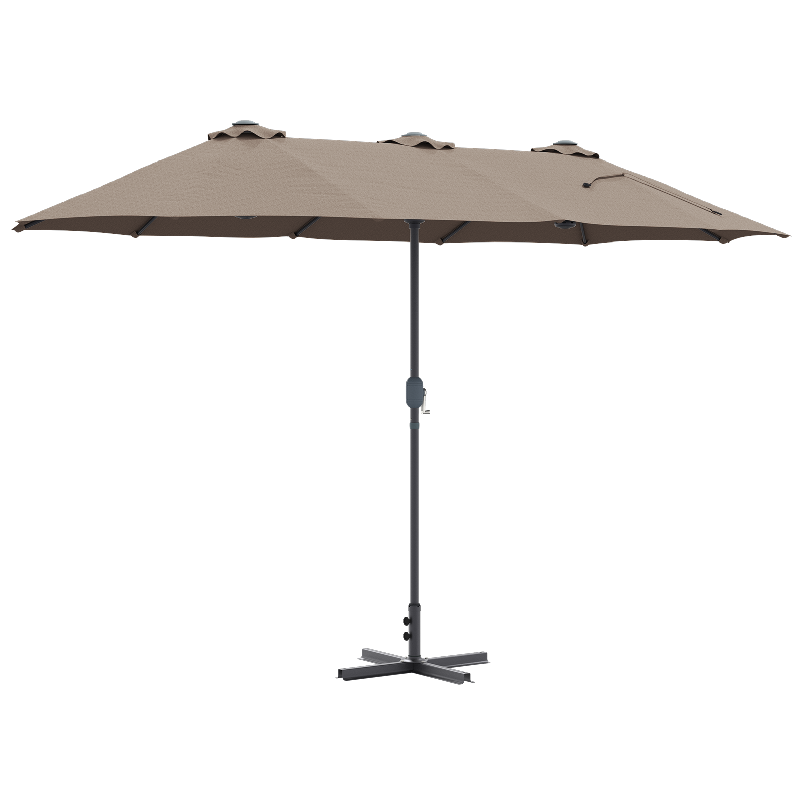Hageparasol Gråbrun 380 x 196 x 235 cm Pulverlakkert stål