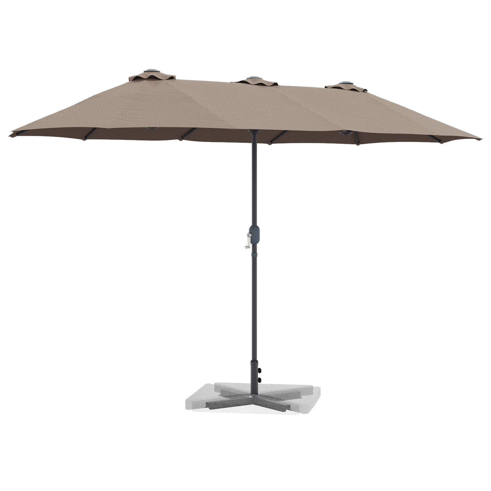 Hageparasol Gråbrun 380 x 196 x 235 cm Pulverlakkert stål