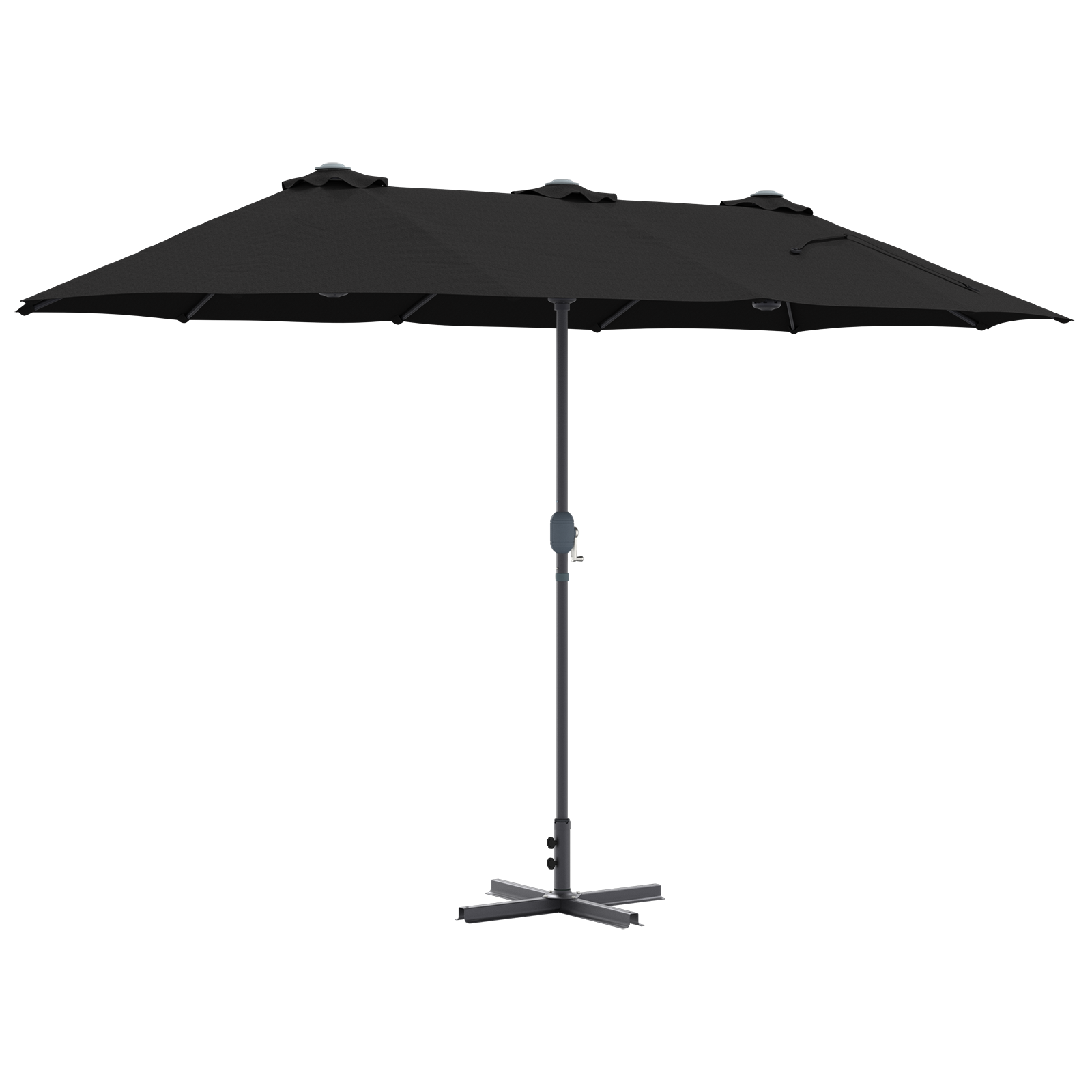 Hageparasol Svart 380 x 196 x 235 cm Pulverlakkert stål