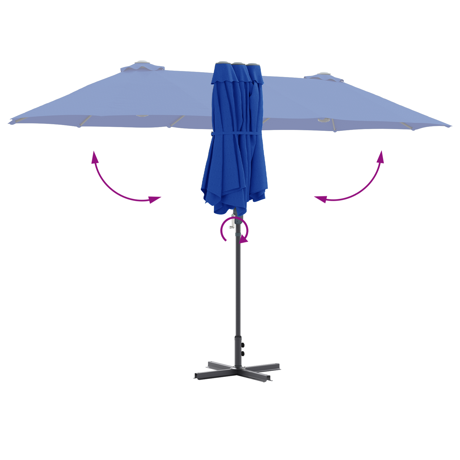 Hageparasol Blå 380 x 196 x 235 cm Pulverlakkert stål