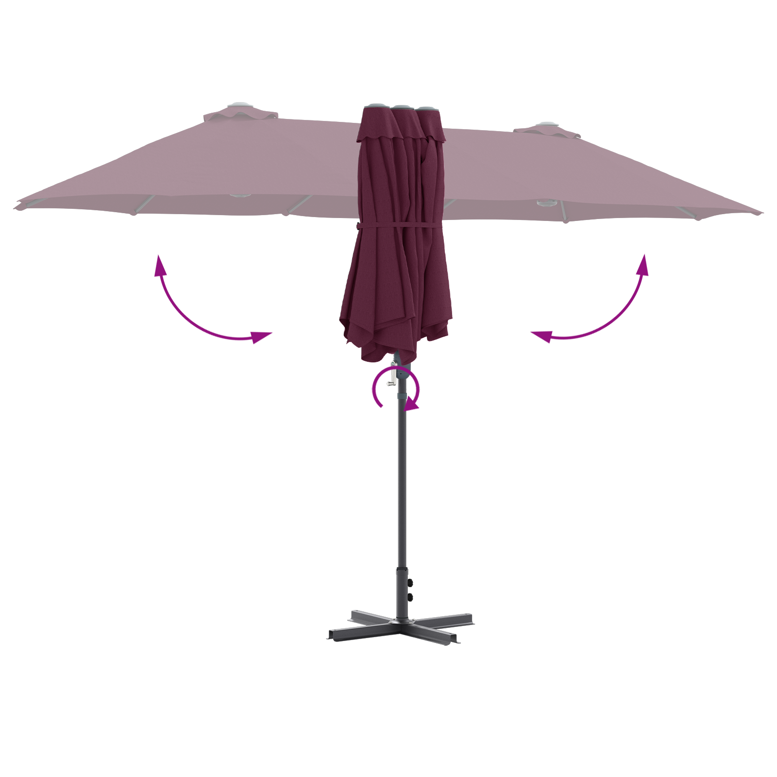 Hageparasol Vinrød 380 x 196 x 235 cm Pulverlakkert stål