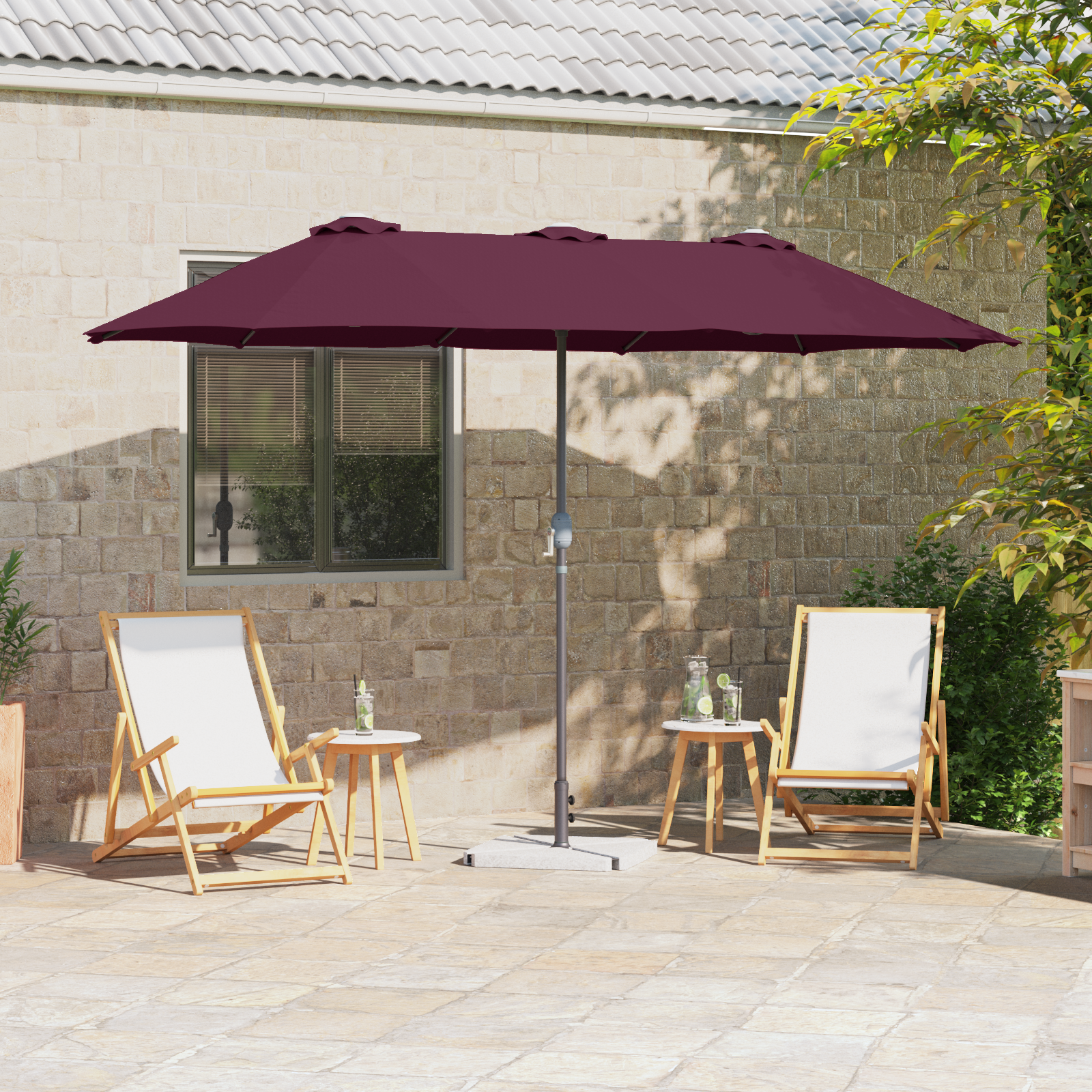 Hageparasol Vinrød 380 x 196 x 235 cm Pulverlakkert stål