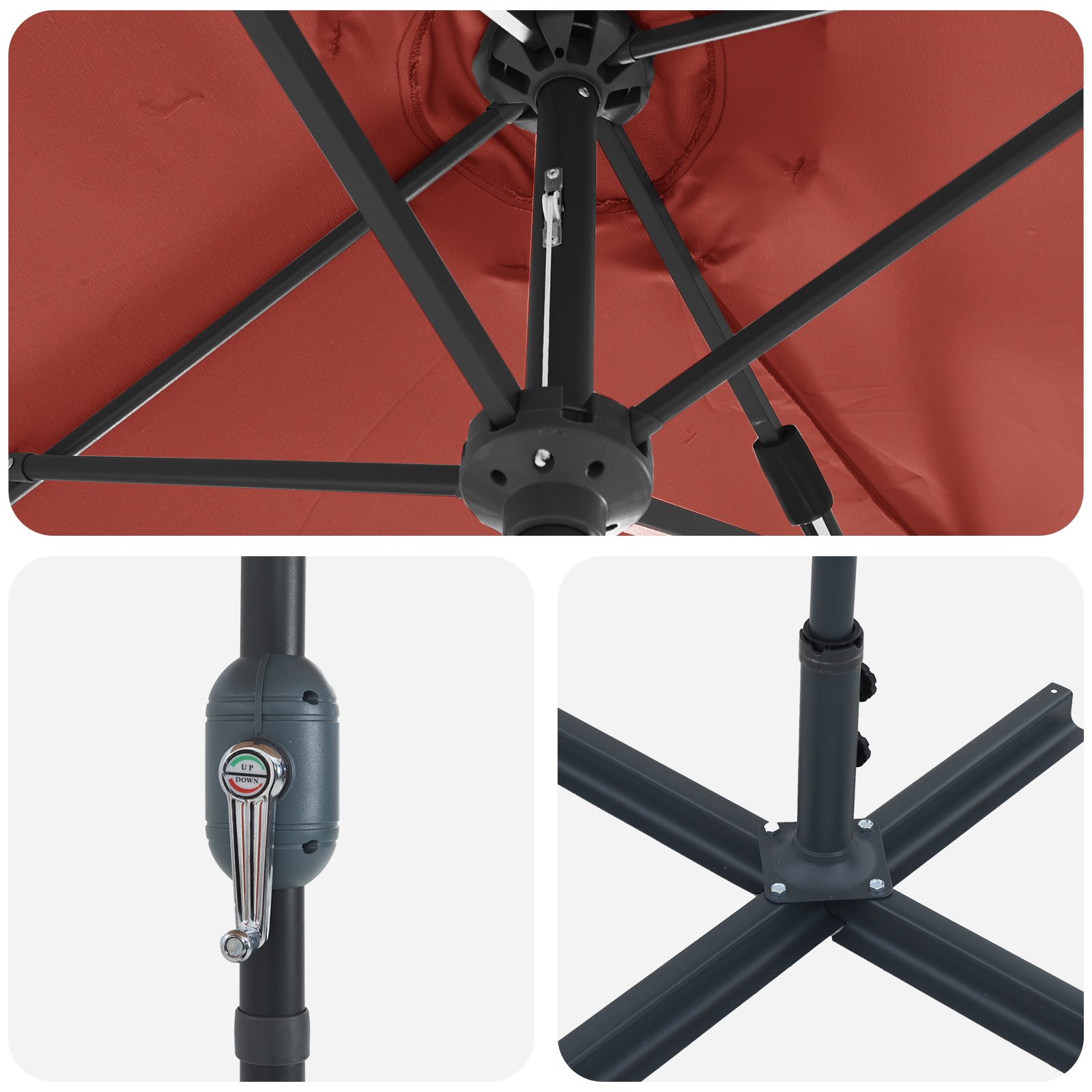 Hageparasol Terrakotta 380 x 196 x 235 cm Pulverlakkert stål