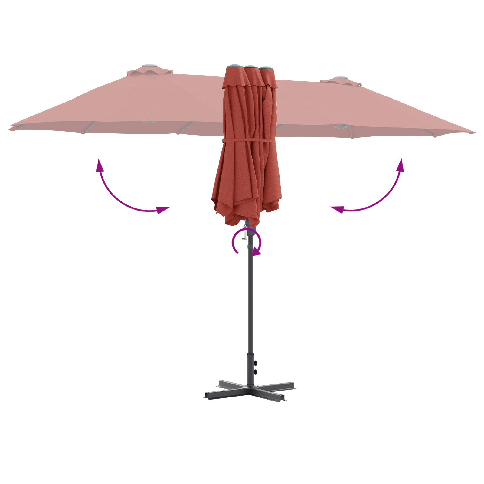 Hageparasol Terrakotta 380 x 196 x 235 cm Pulverlakkert stål