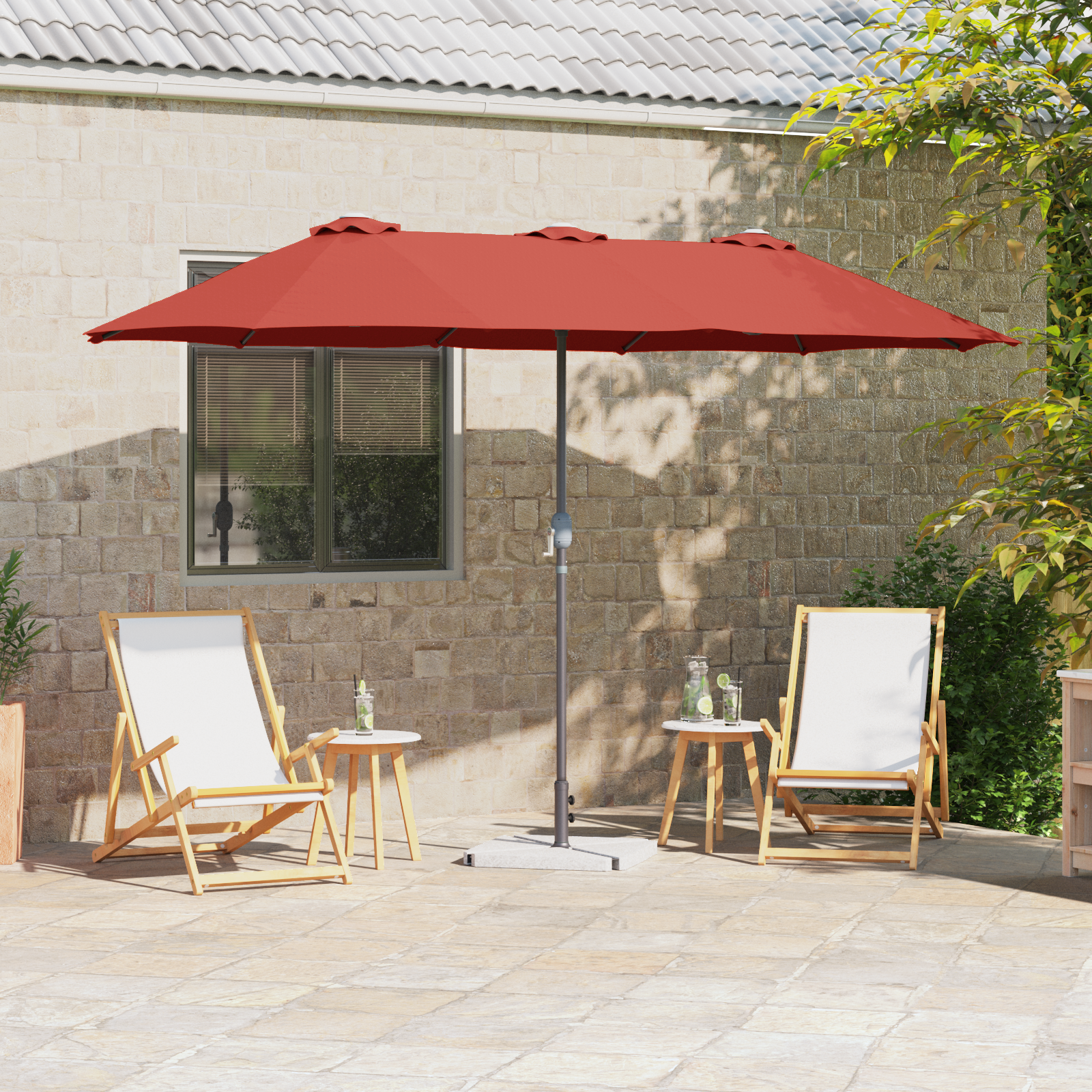 Hageparasol Terrakotta 380 x 196 x 235 cm Pulverlakkert stål