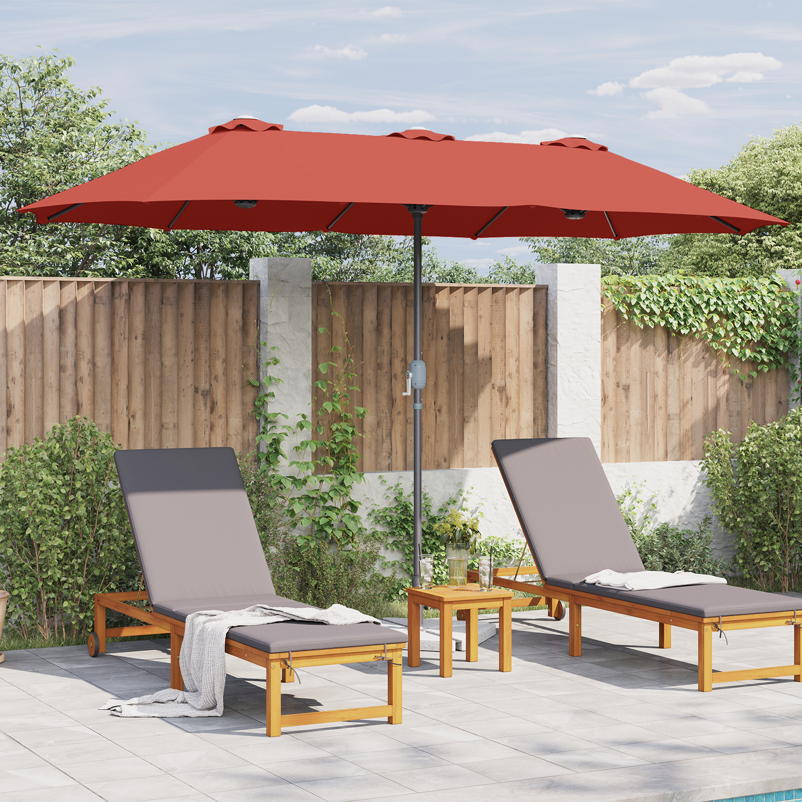 Hageparasol Terrakotta 380 x 196 x 235 cm Pulverlakkert stål