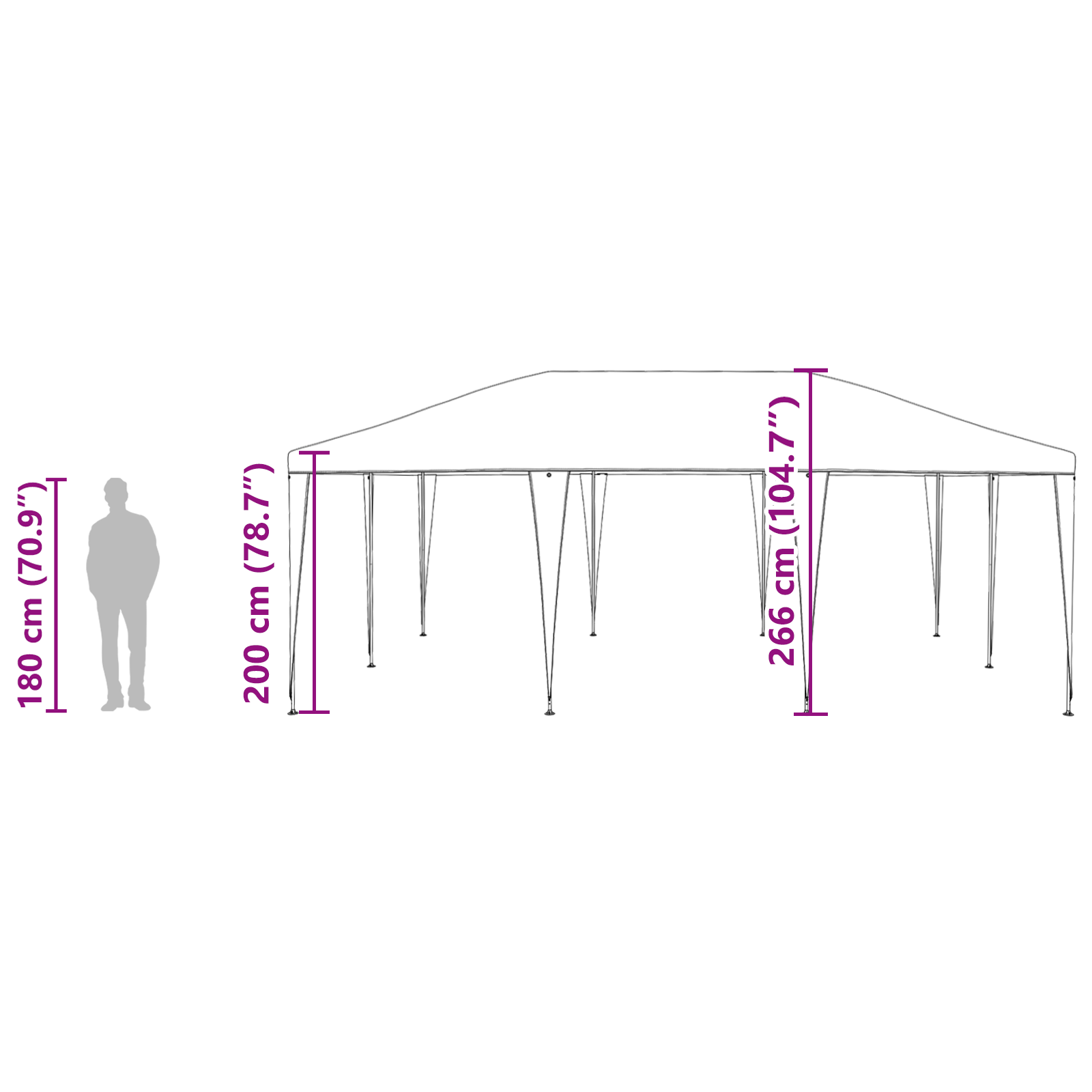 Festtelt Hvit 6x4 m PE