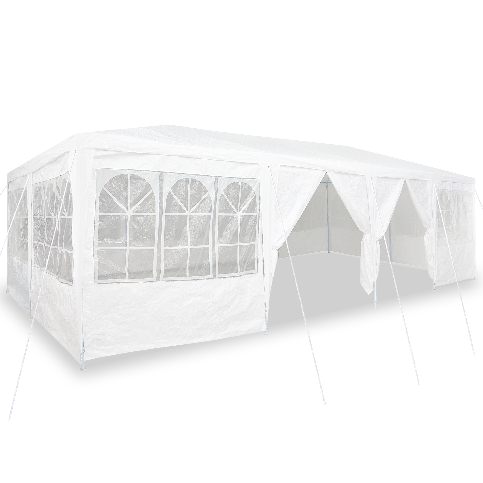 partytelt med 12 sidevegger Hvit 8x4 m PE
