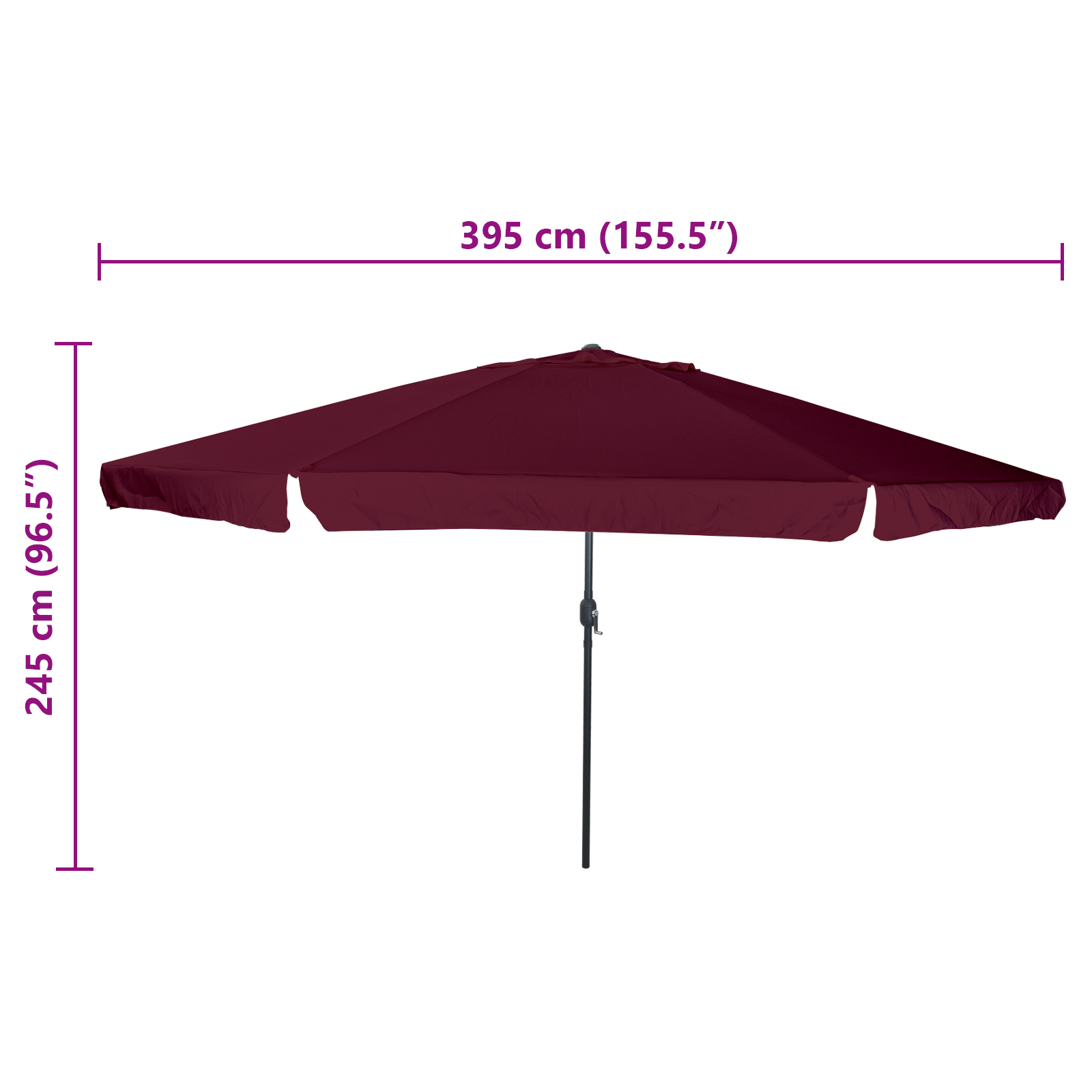 Hageparasol 395x245 cm Burgunder