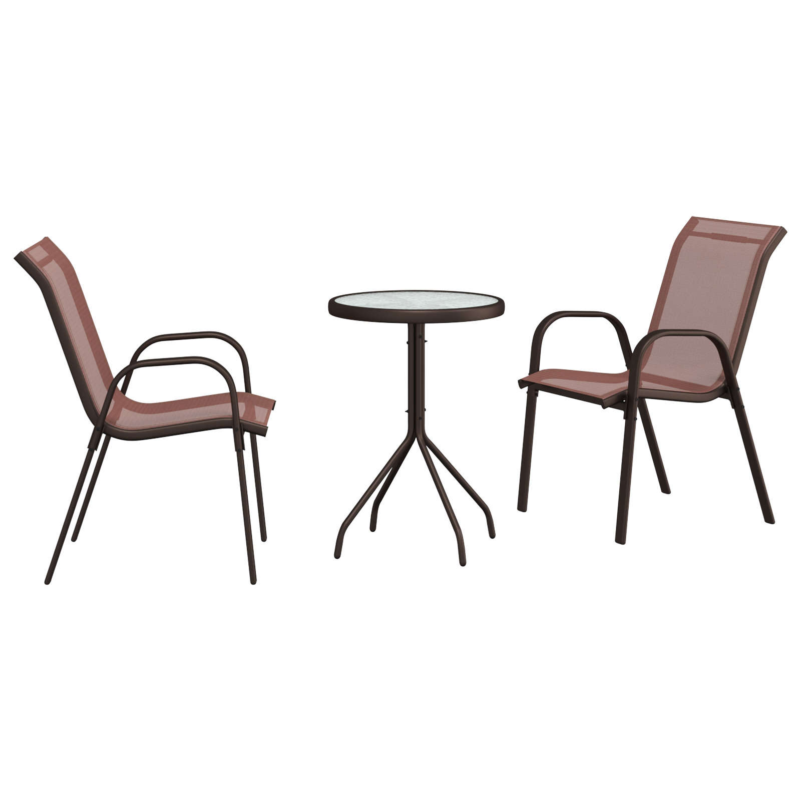 3 Delt Hage Bistro Sett Brun Textilene og Stål