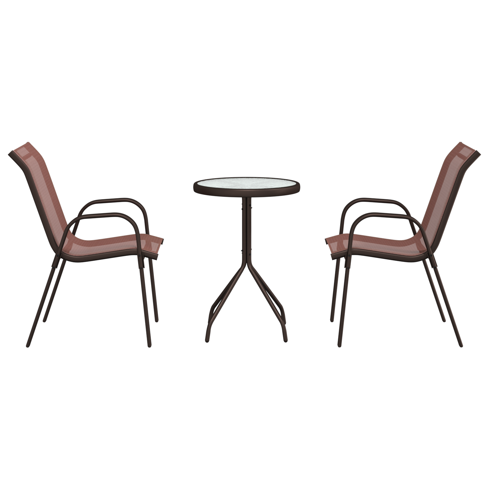 3 Delt Hage Bistro Sett Brun Textilene og Stål