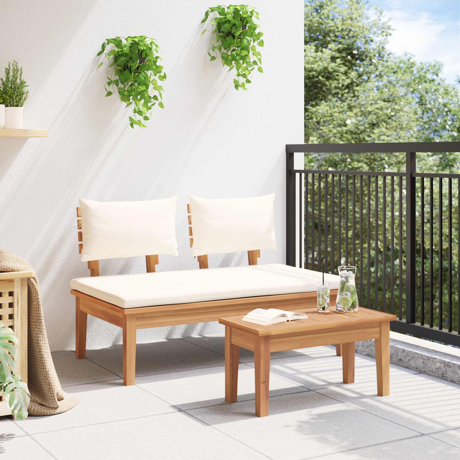 2-delt hagemøbelsett i solid teak