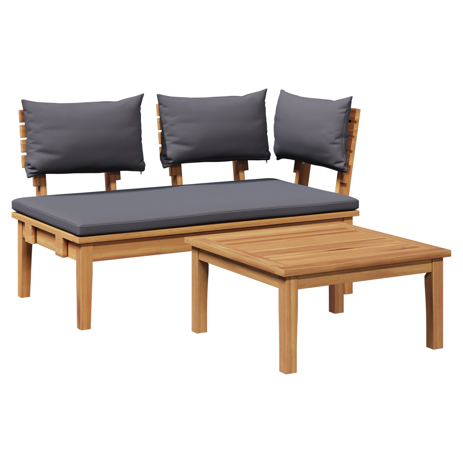 2-delt hagebenk sett solidt tre teak