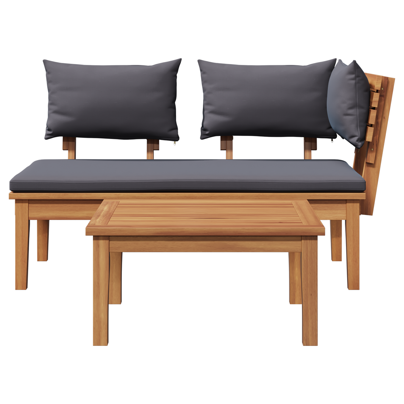2-delt hagebenk sett solidt tre teak