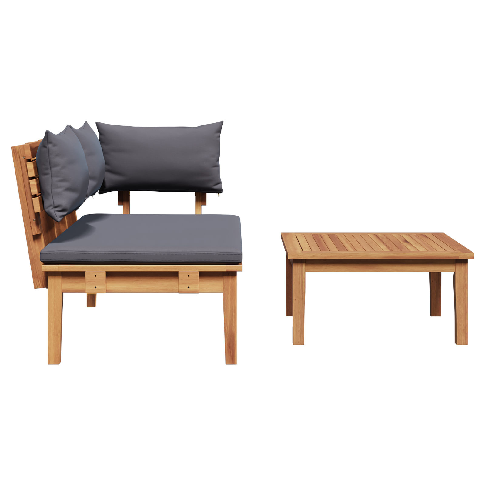 2-delt hagebenk sett solidt tre teak