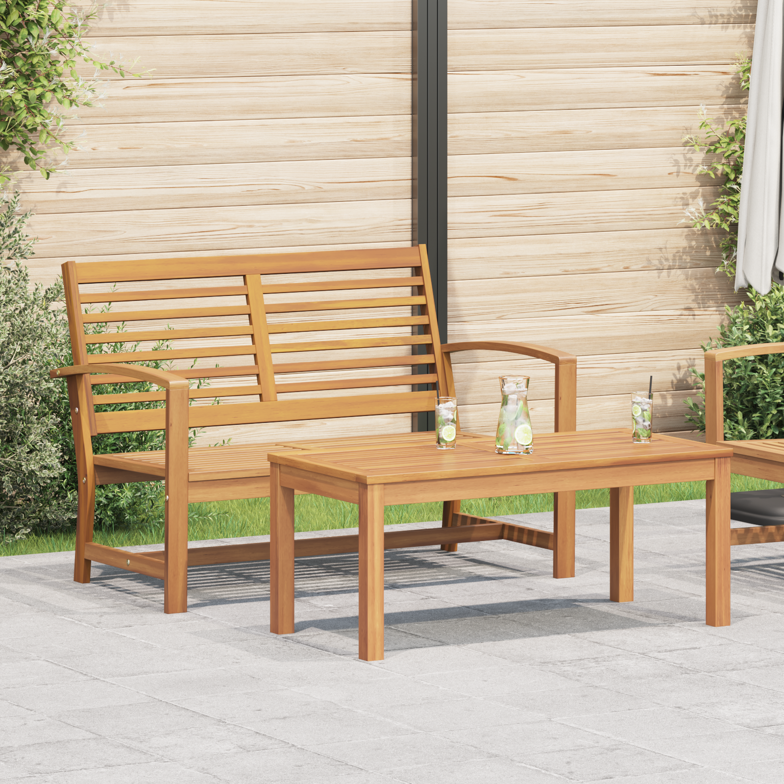 Hagesofa Set 2 pcs Brun Solid teaktre