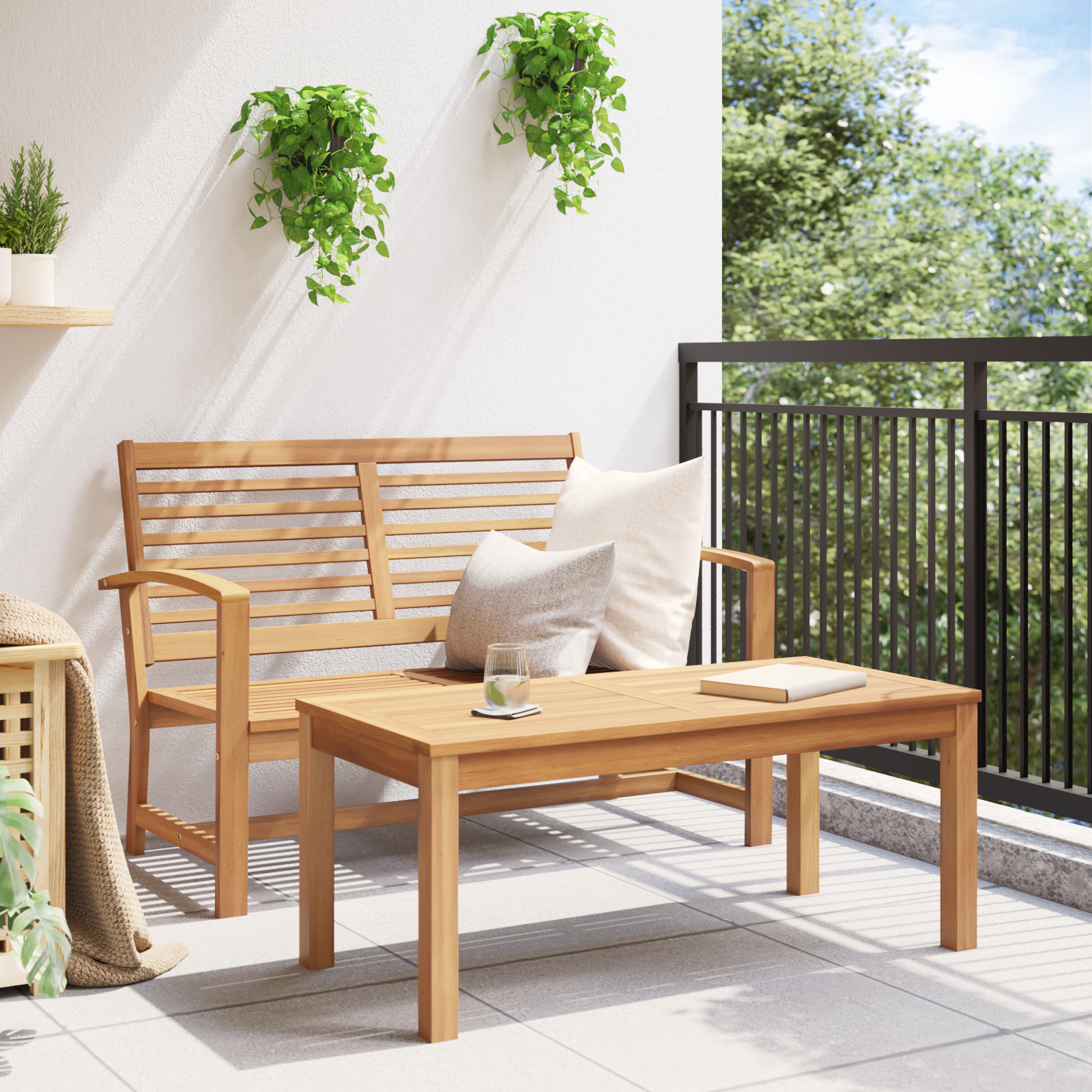 Hagesofa Set 2 pcs Brun Solid teaktre