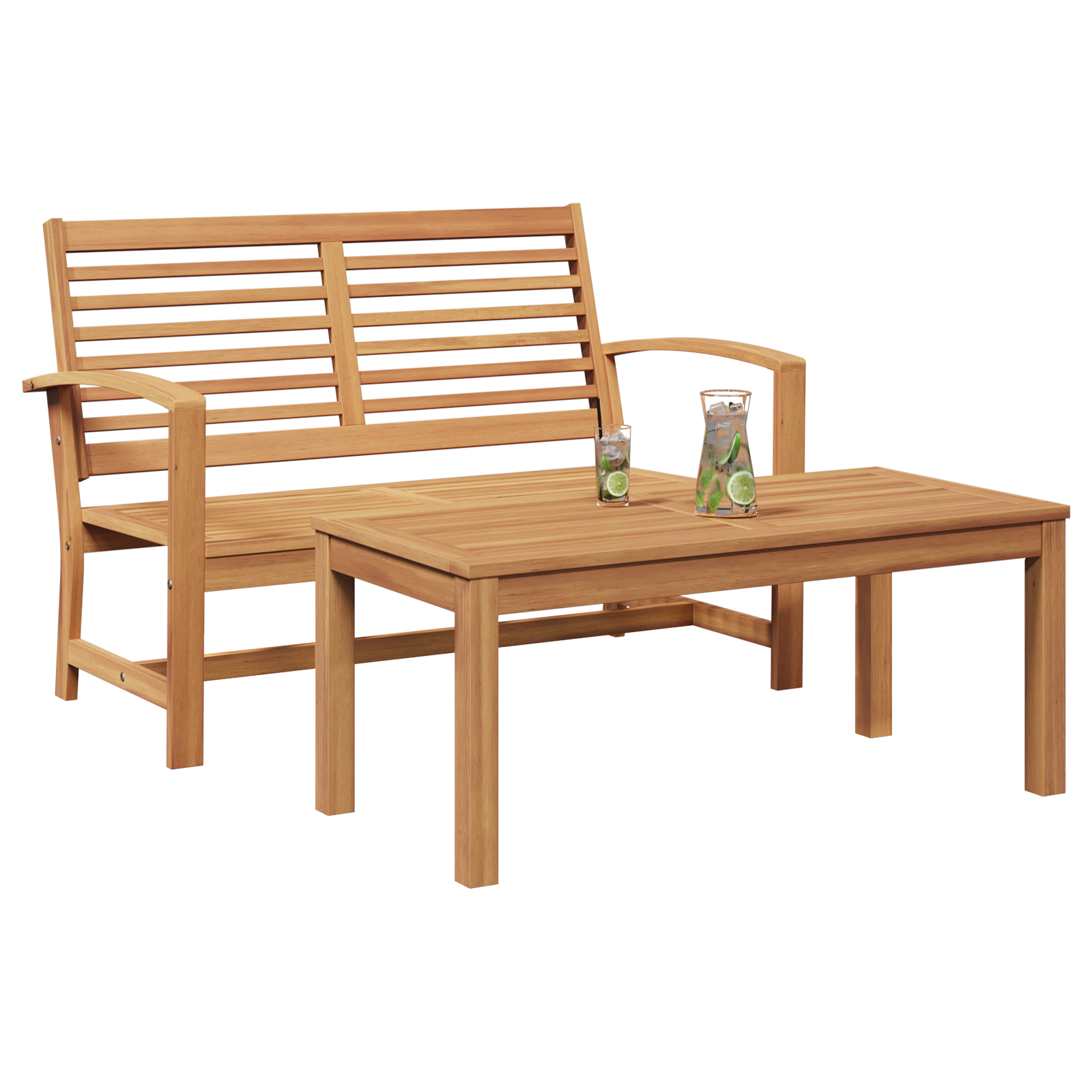 Hagesofa Set 2 pcs Brun Solid teaktre