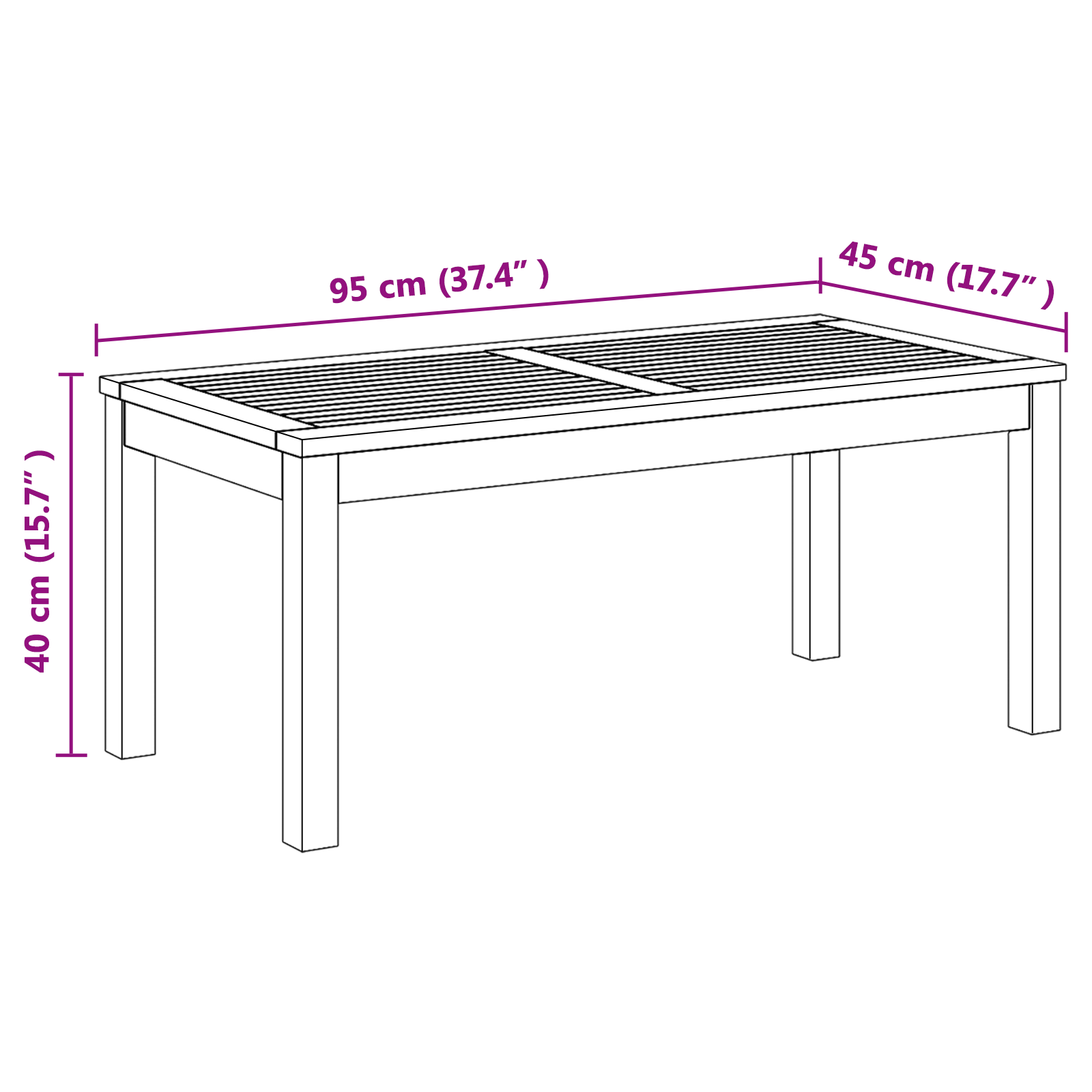 Hagebord Brun 95 x 45 x 40 cm Solid teaktre