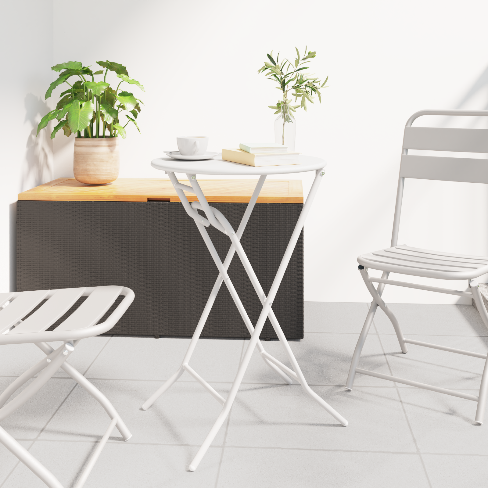 sammenleggbart hagebord Hvitt Ø50x72 cm Stål