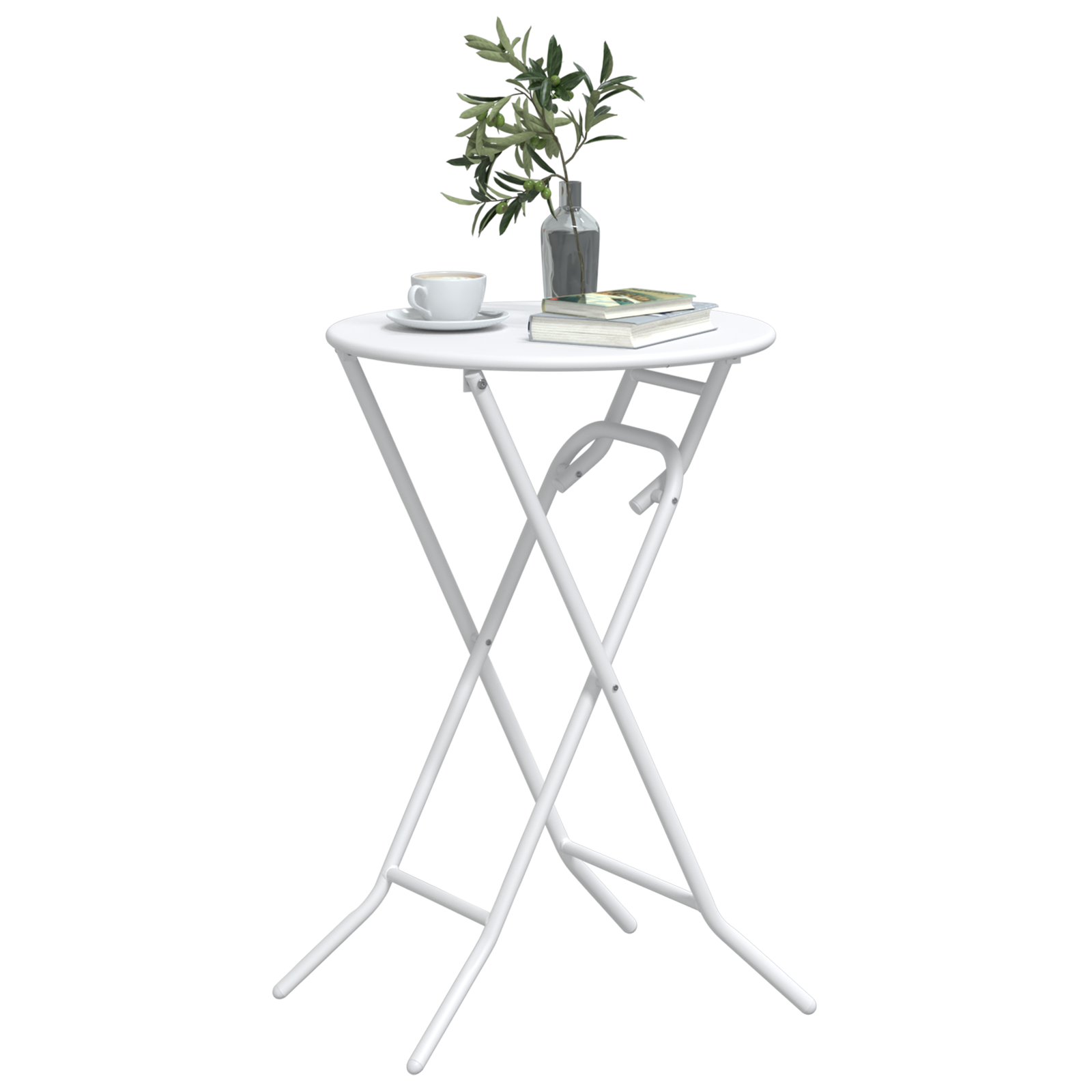 sammenleggbart hagebord Hvitt Ø50x72 cm Stål