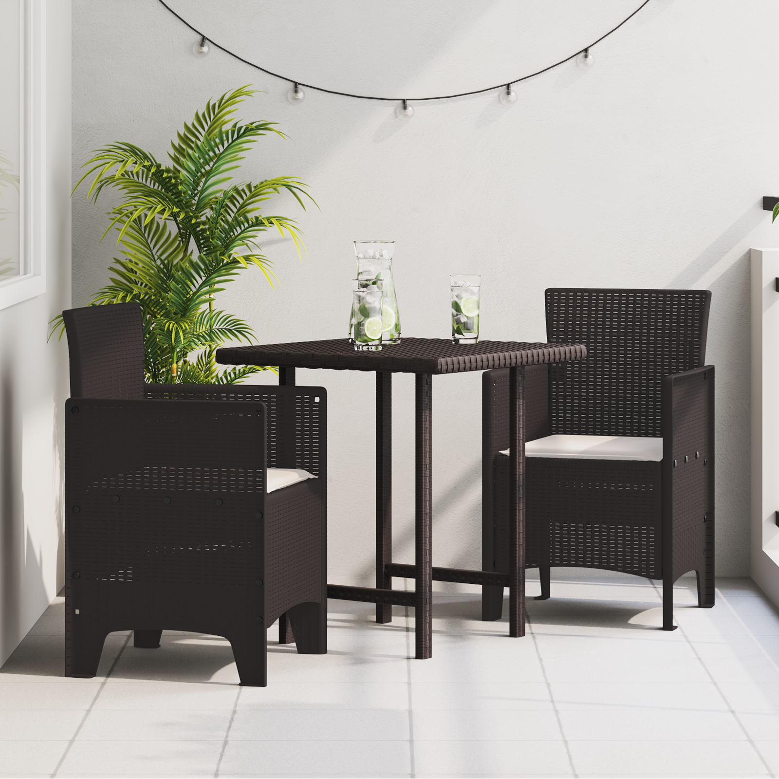 hagemøbler med puter 2 stk brun poly rattan