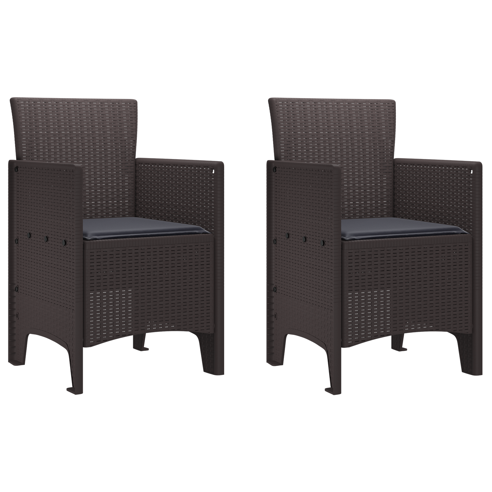Hagemøbler med Puter 2 stk Brun Poly Rattan
