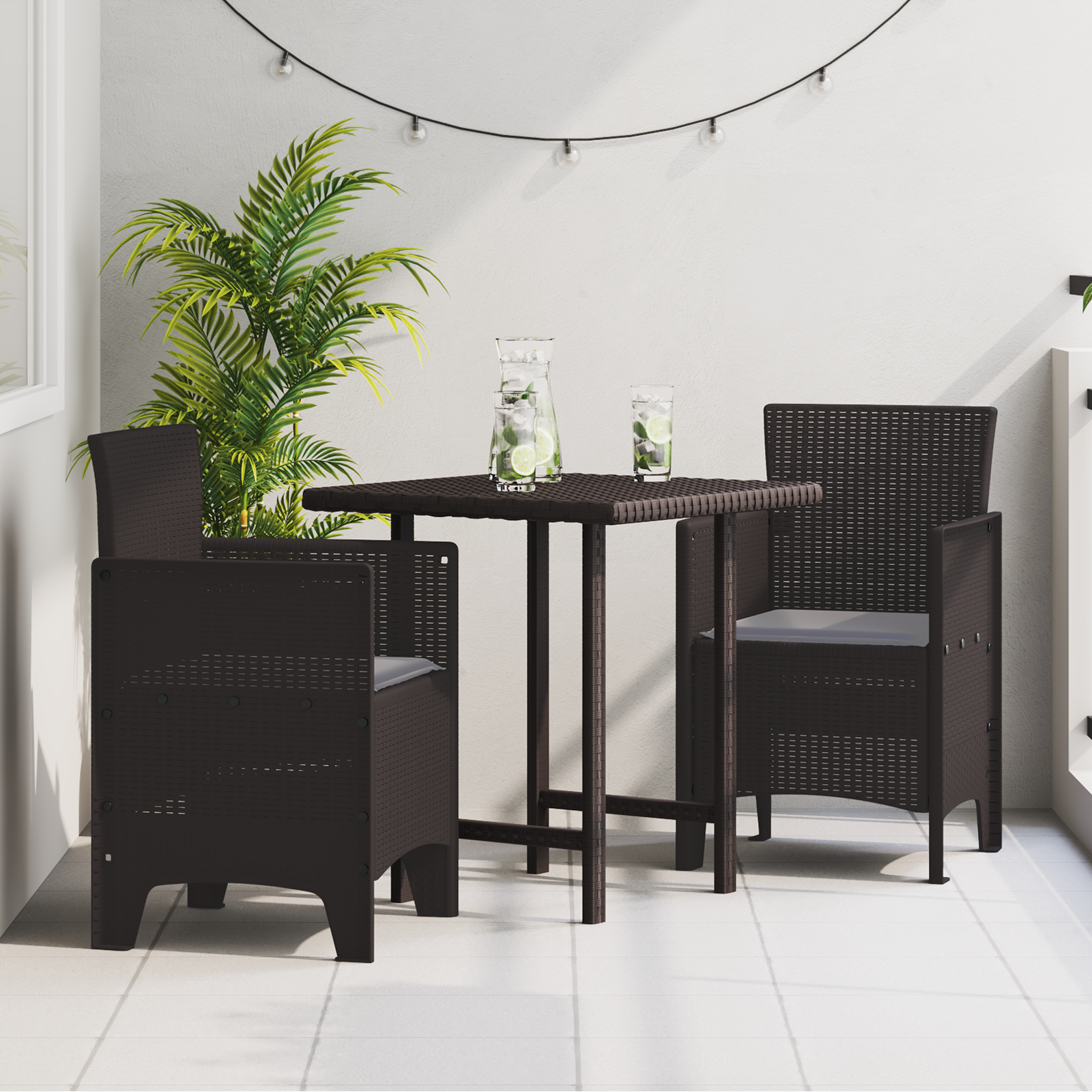 Hagemøbler med Puter 2 stk Brun Poly Rattan