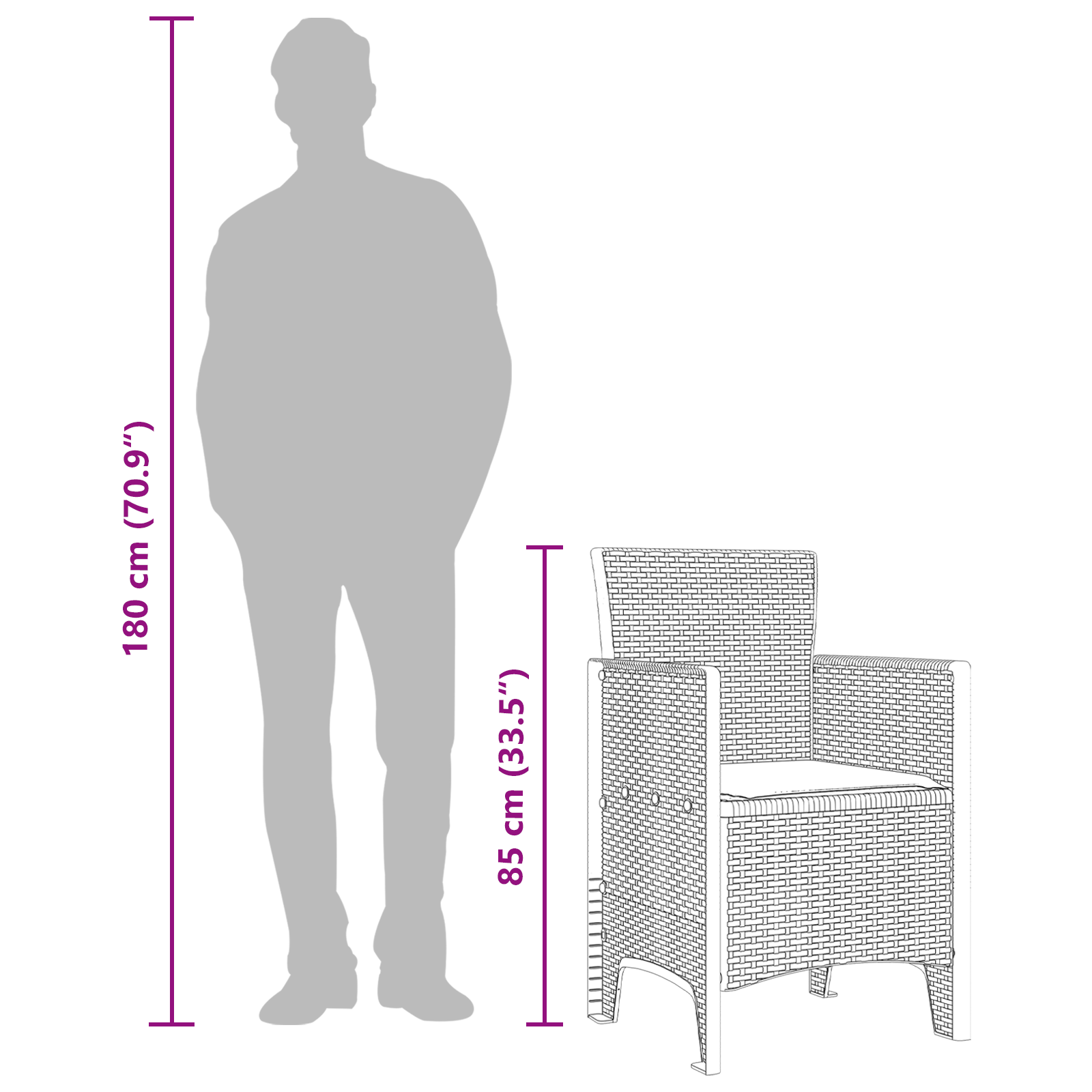 Hagemøbler med Puter 2 stk Brun Poly Rattan