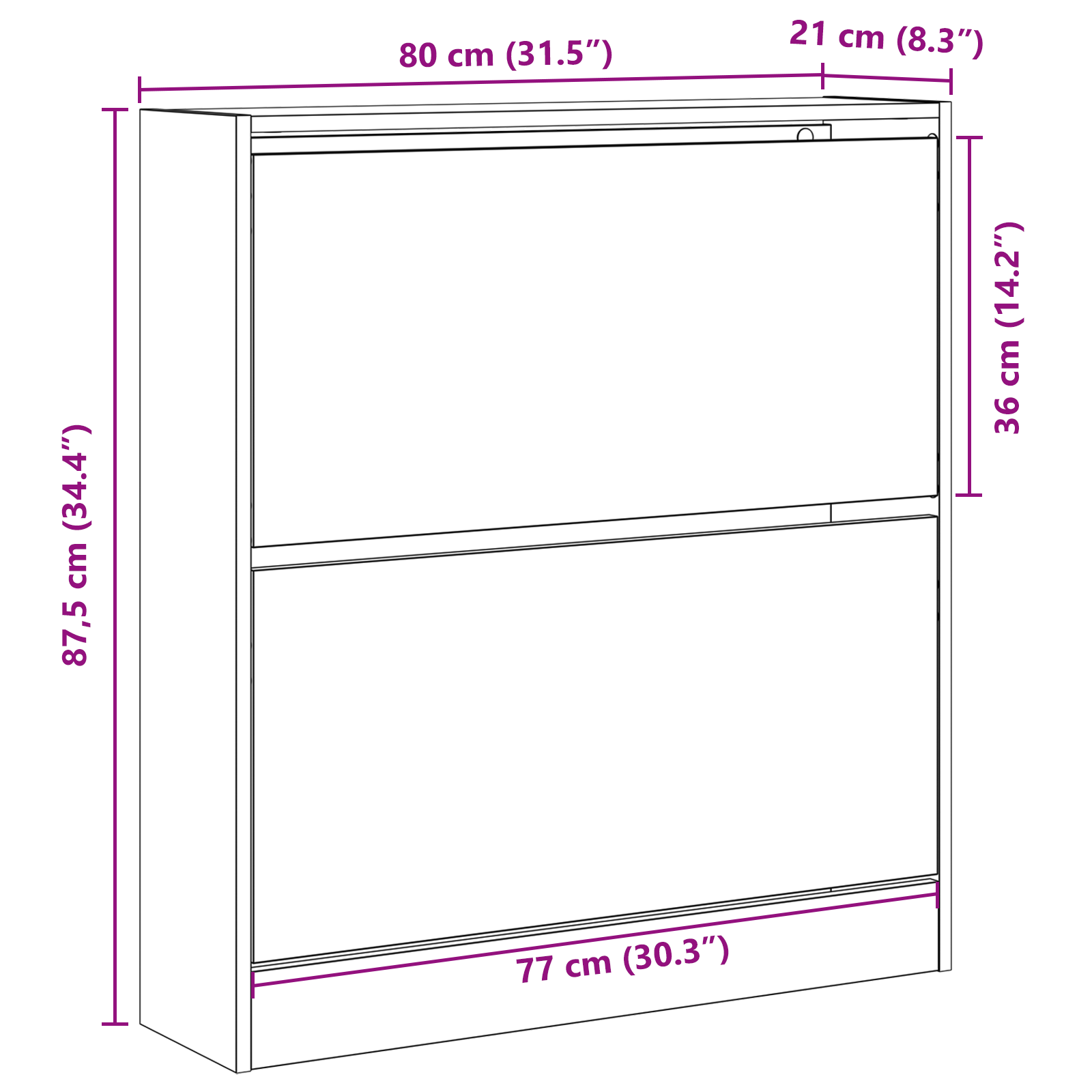 Skohylle med Flip Skuff Svart Eik 80x21x87,5 cm