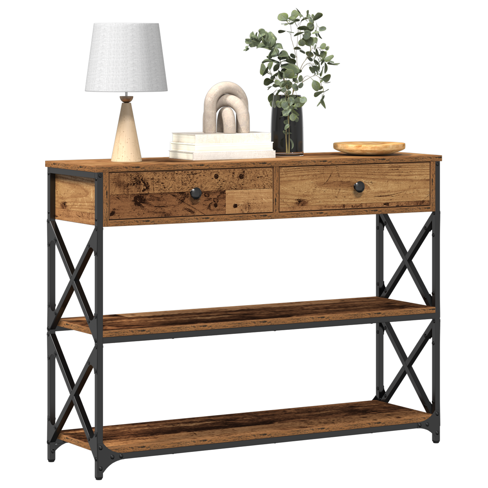 Konsollbord Gamle Tre 100x28x75 cm Ingeniørtre og Stål
