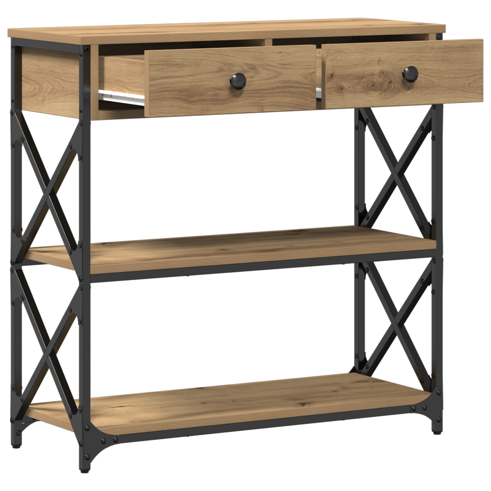 Konsollbord Artisan Eik 75x28x75 cm Ingeniørtre og Stål