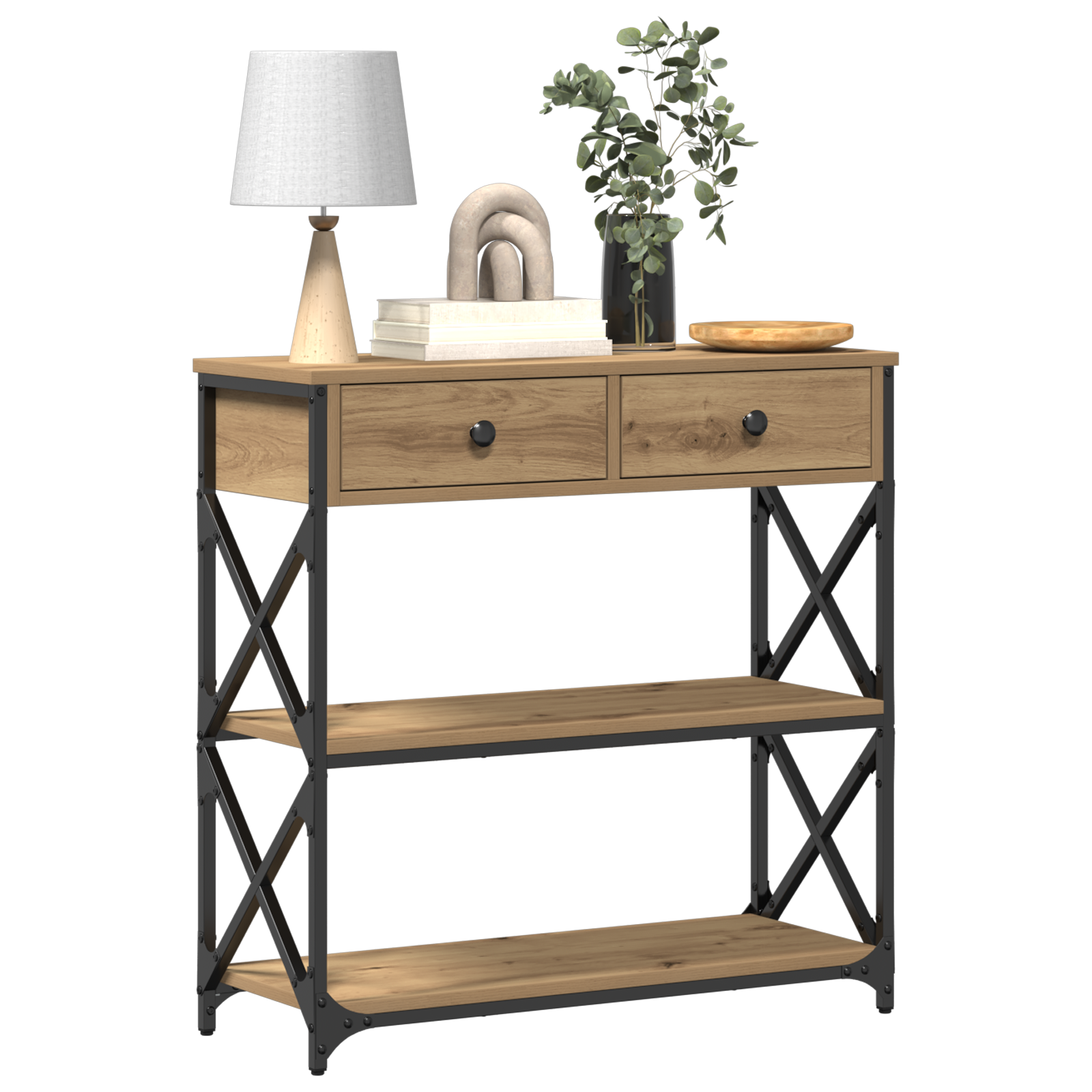 Konsollbord Artisan Eik 75x28x75 cm Ingeniørtre og Stål