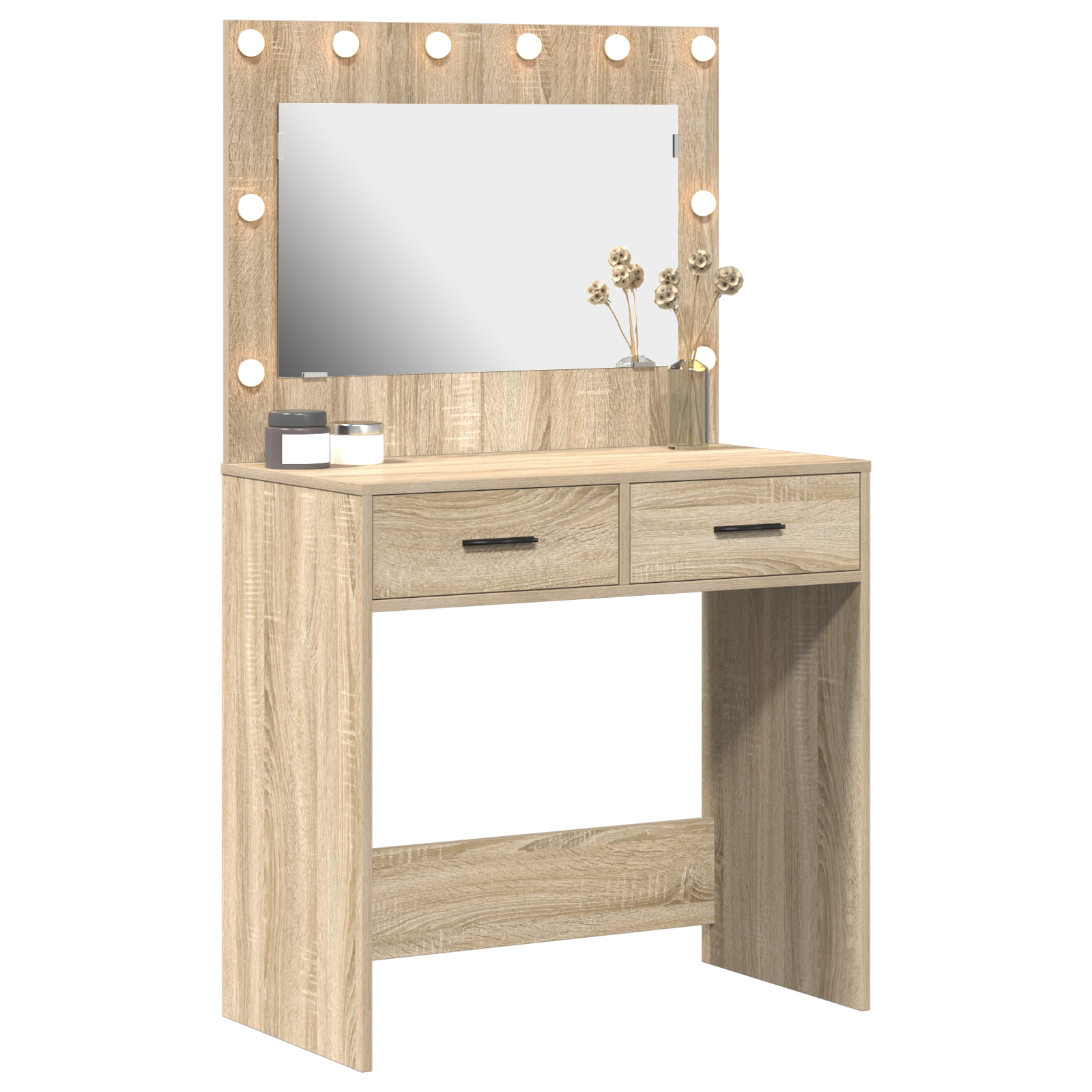 Dressing Table med LED-lamper Sonoma Eik 78.5x41x135 cm