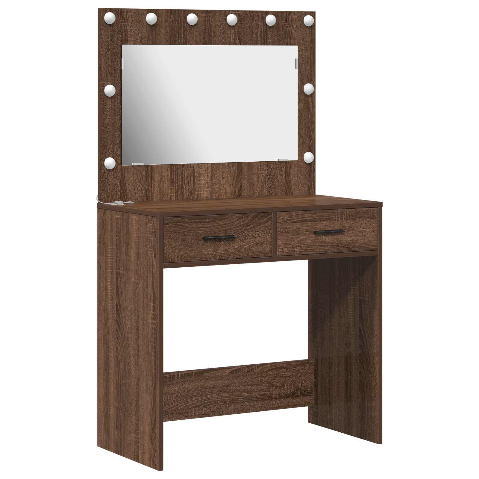 Sminkebord med LED-lys Brun Eik 78,5x41x135 cm