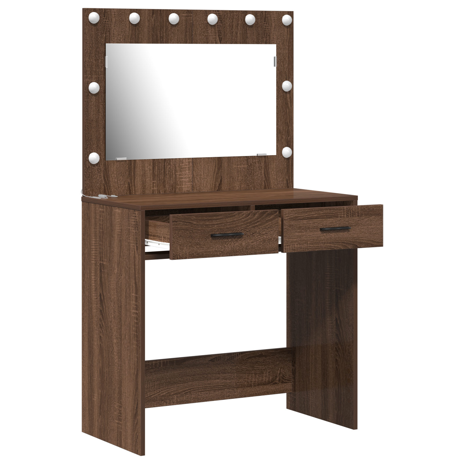 Sminkebord med LED-lys Brun Eik 78,5x41x135 cm