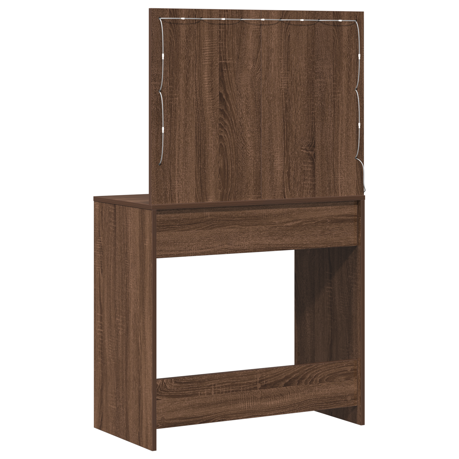 Sminkebord med LED-lys Brun Eik 78,5x41x135 cm