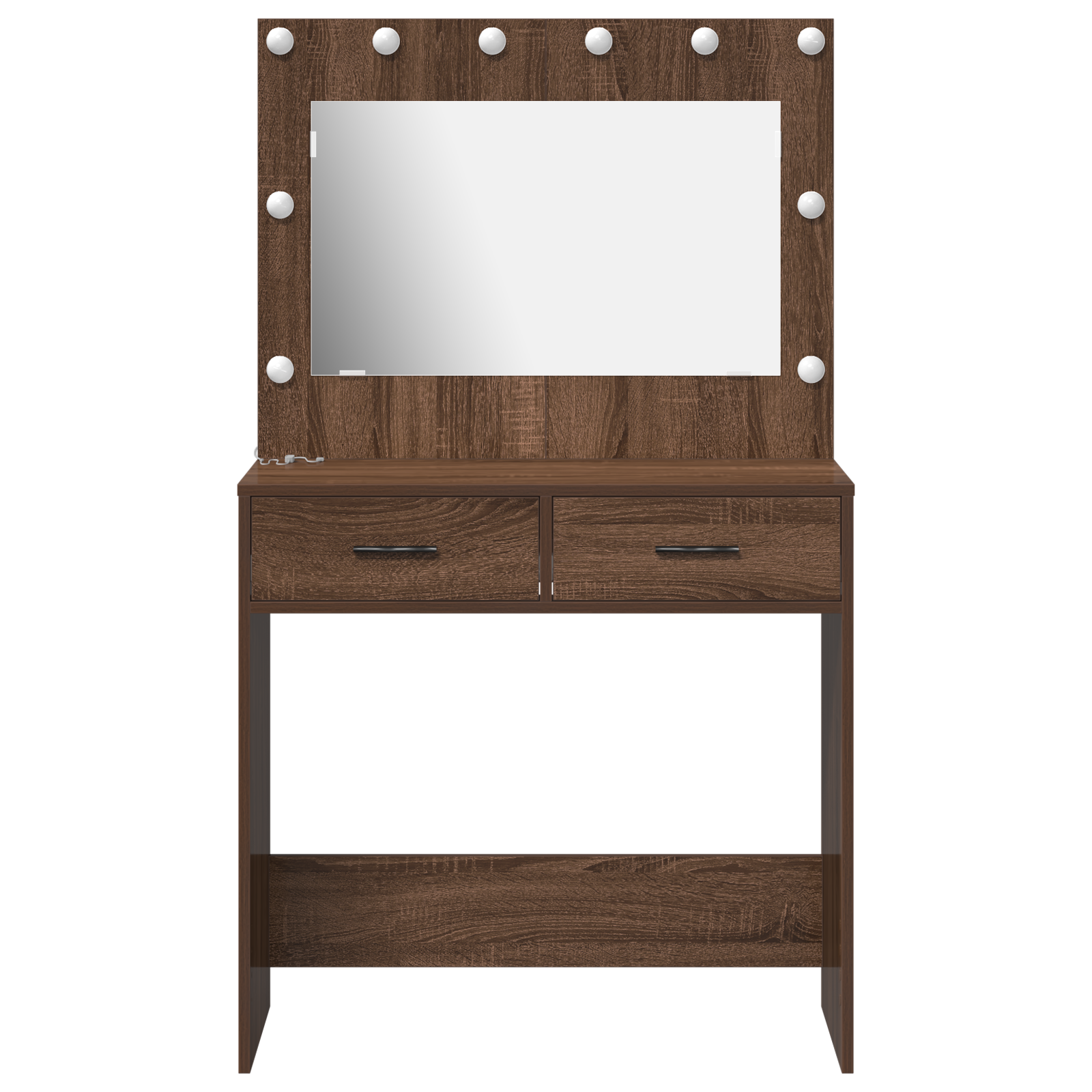 Sminkebord med LED-lys Brun Eik 78,5x41x135 cm