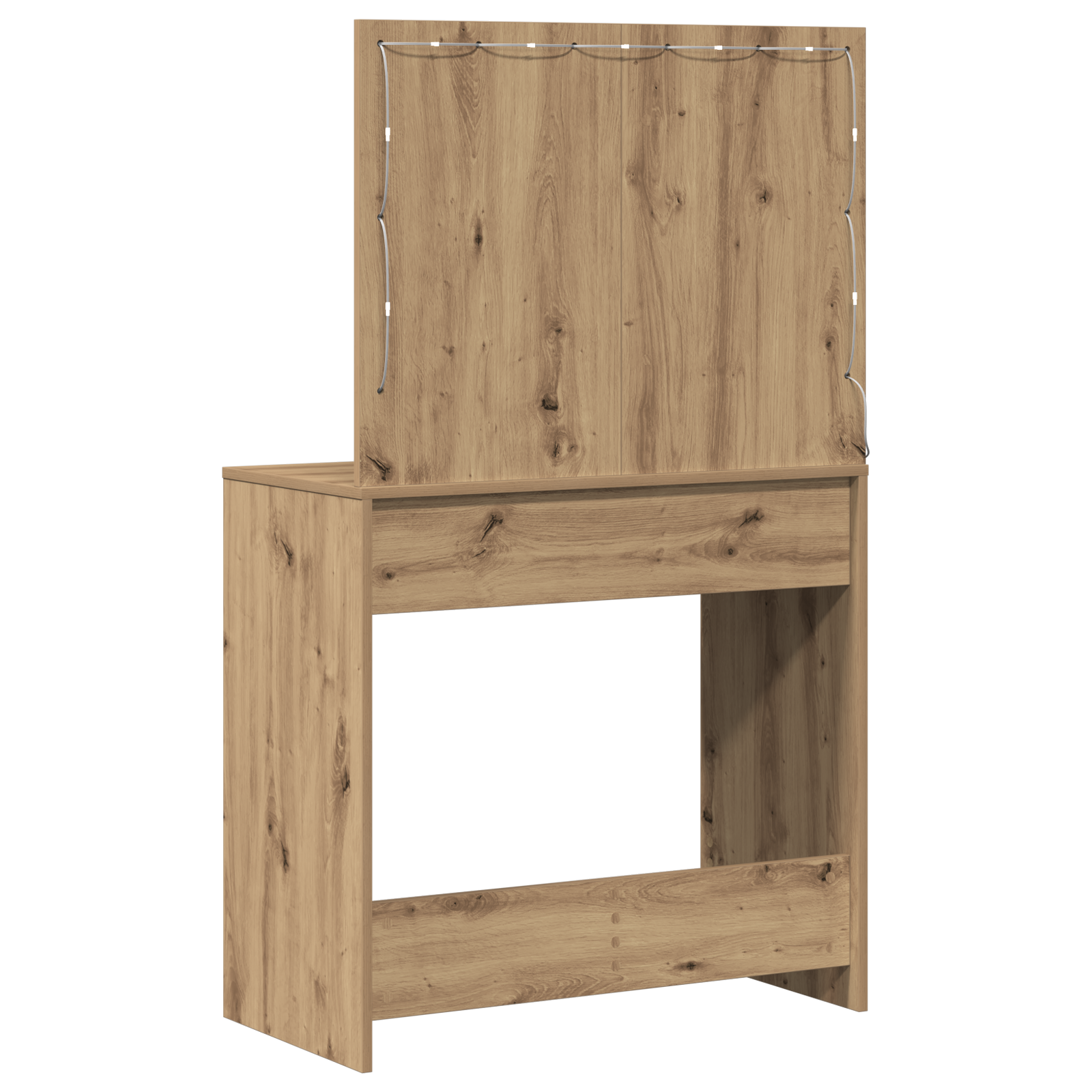 sminkebord med LED-lamper kunstnerisk eik 78,5x41x135 cm
