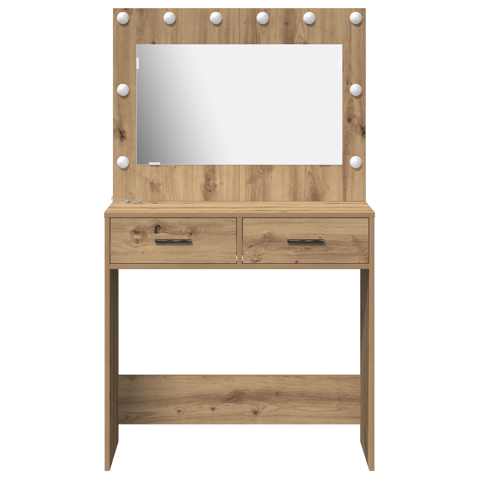 sminkebord med LED-lamper kunstnerisk eik 78,5x41x135 cm