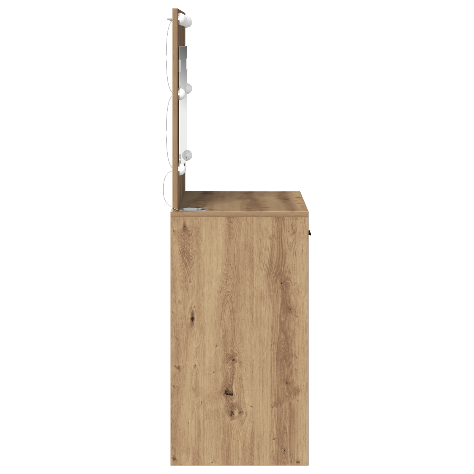 sminkebord med LED-lamper kunstnerisk eik 78,5x41x135 cm