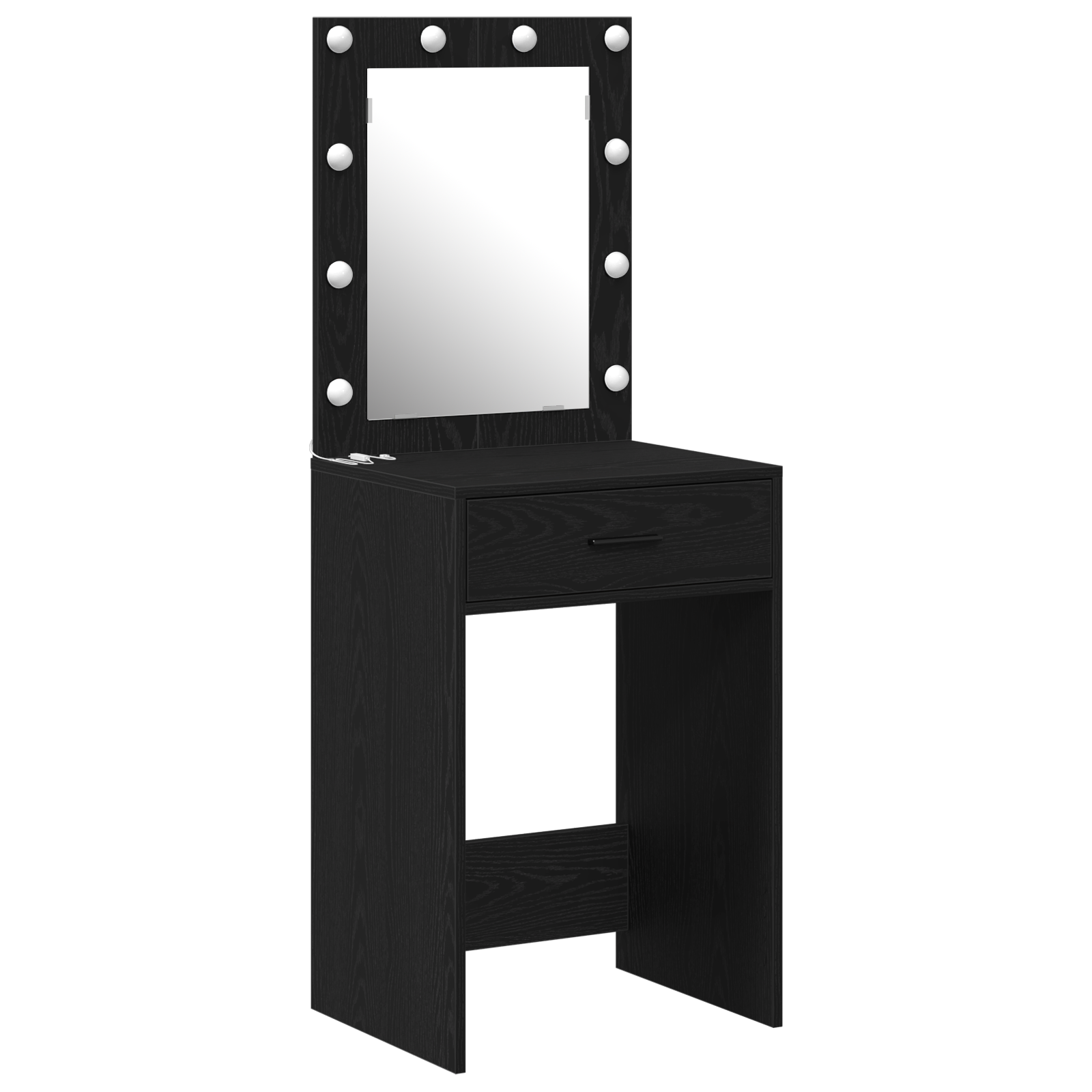 Dressing Table med LED-lamper Svart Eik 50x41x135 cm