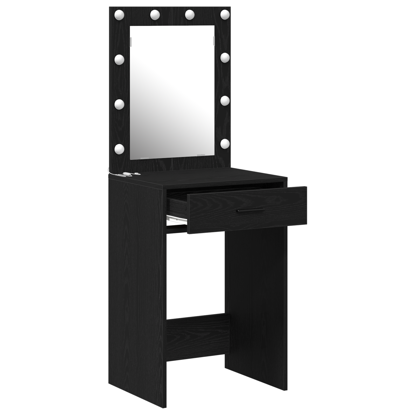 Dressing Table med LED-lamper Svart Eik 50x41x135 cm