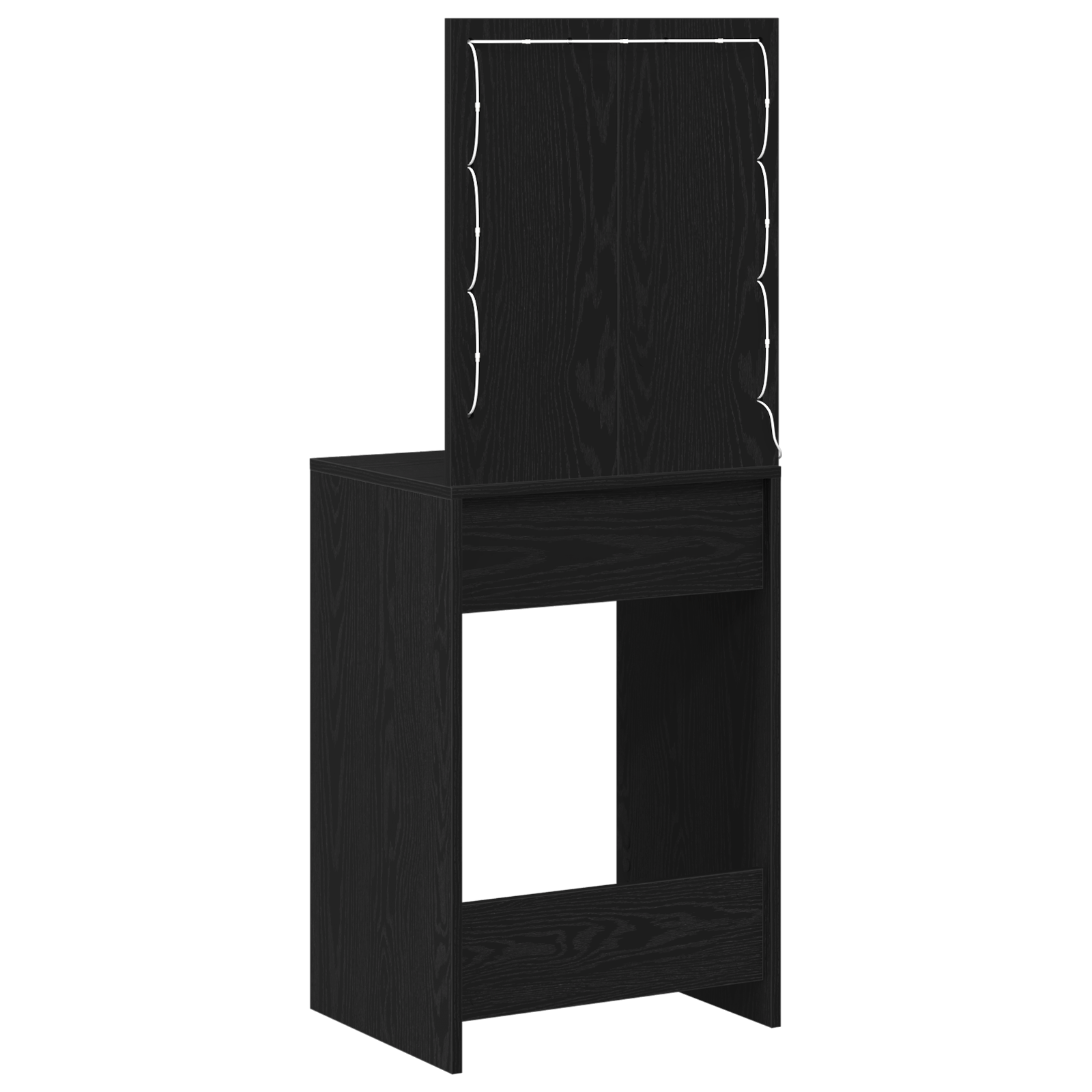 Dressing Table med LED-lamper Svart Eik 50x41x135 cm