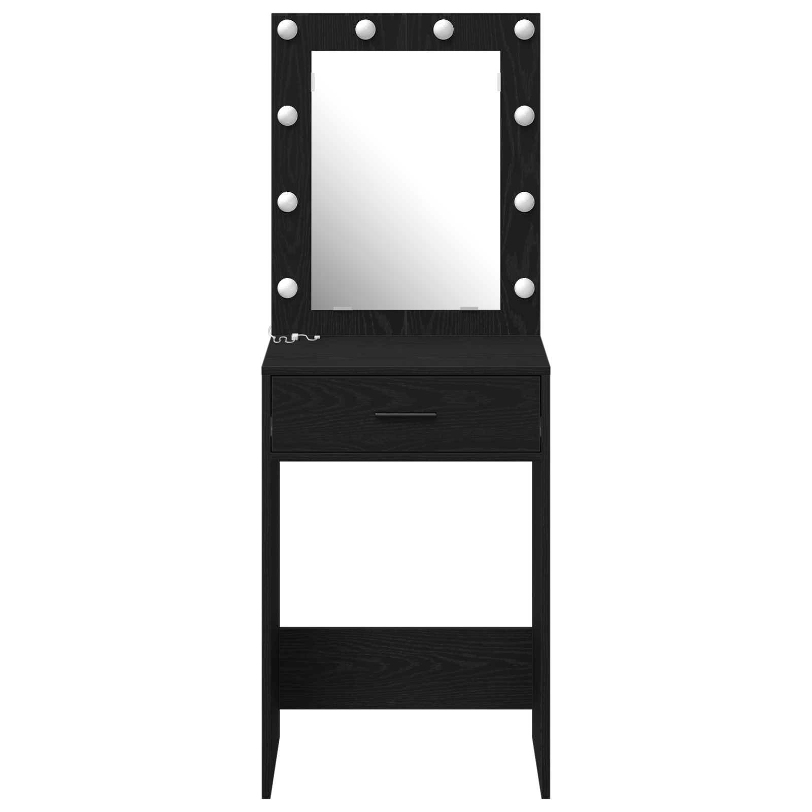 Dressing Table med LED-lamper Svart Eik 50x41x135 cm