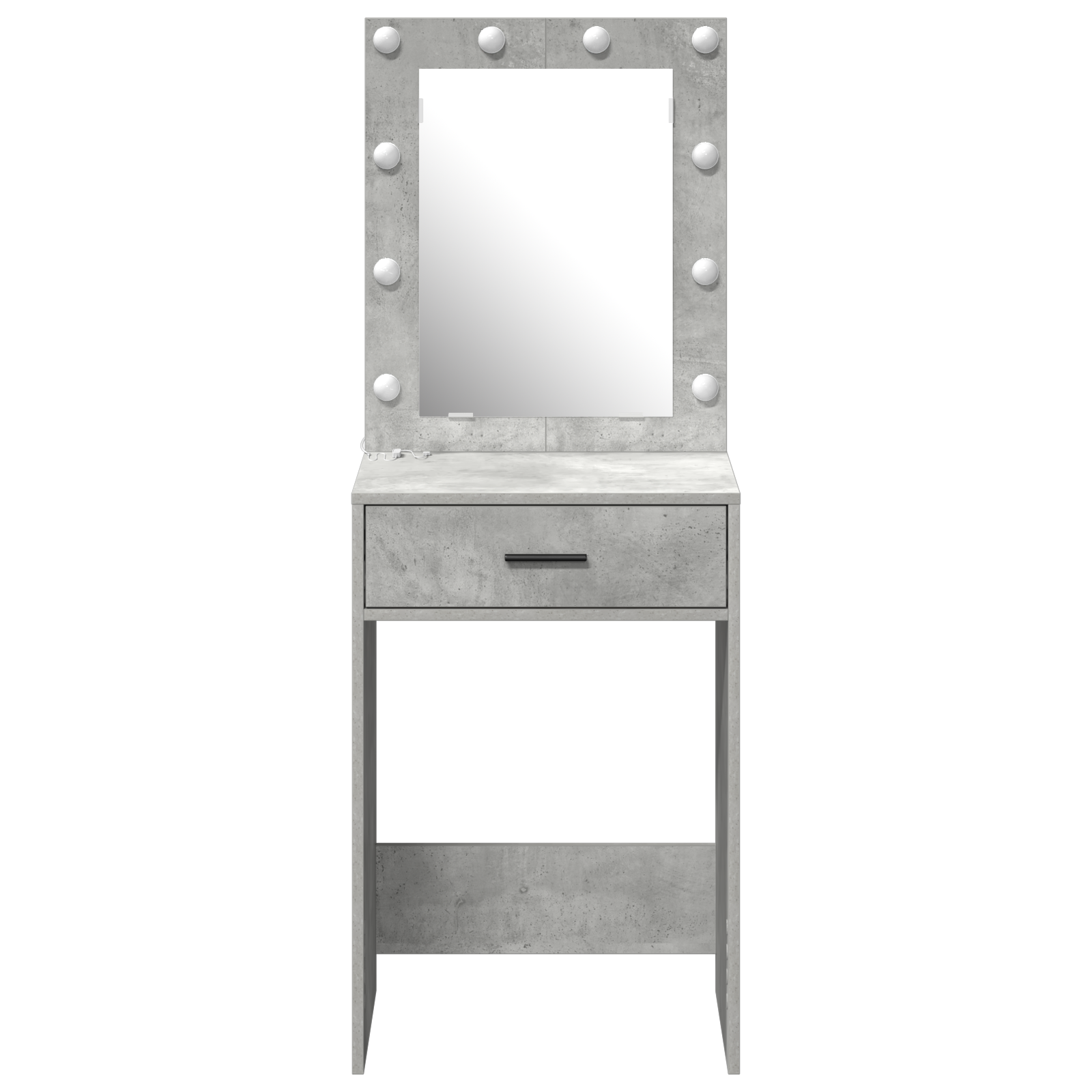 Sminkebord med LED-lamper i betonggrå, 50x41x135 cm